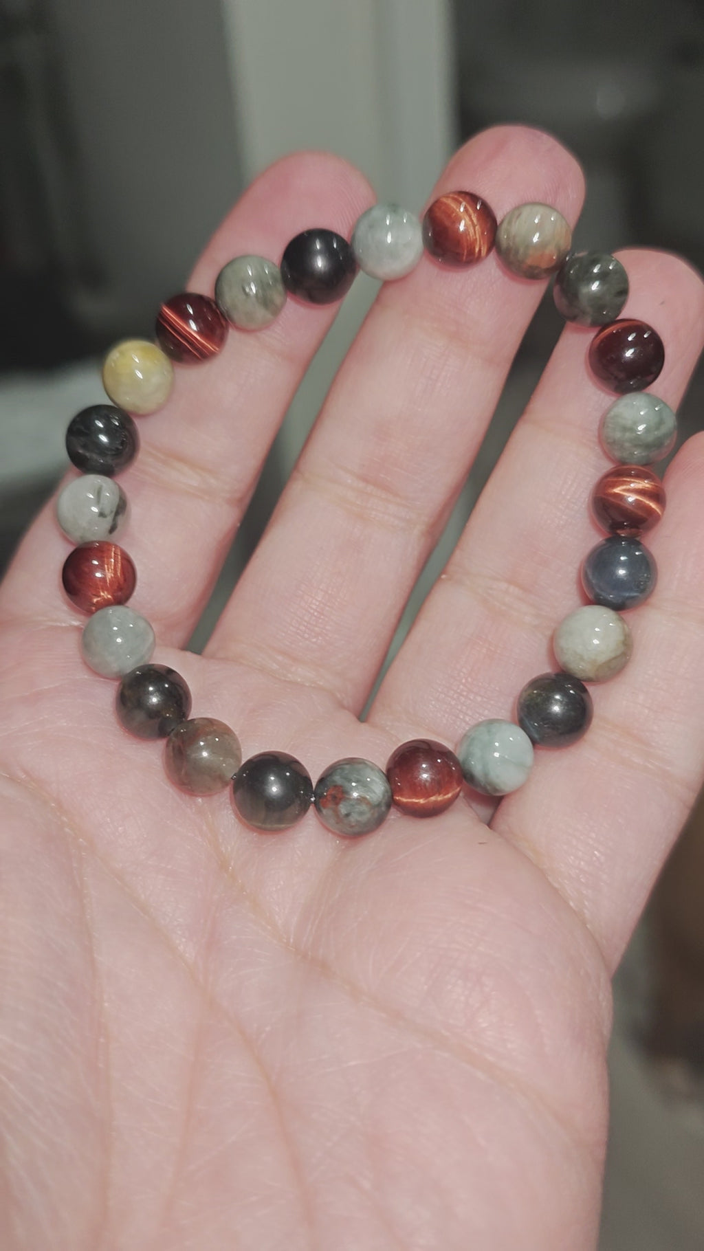 Eagle Eye And Tiger Eye Bead Bracelet Natural Stones 8mm Stretches Unisex Healing Crystal Bracelet 