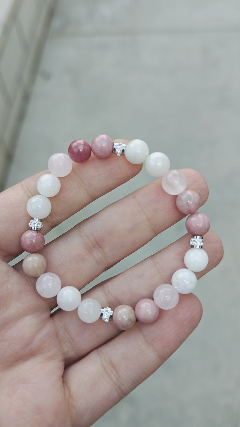 Rose Quartz Bracelet with Rhodonite and Moonstone 