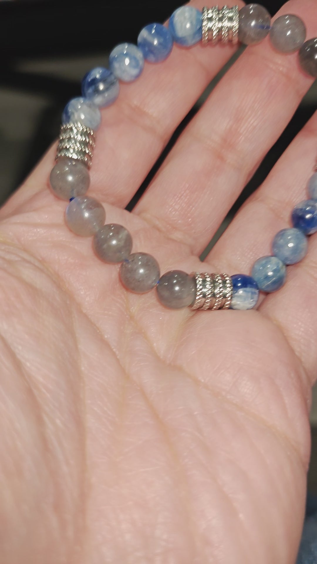 Kyanite and Labradorite Bracelet Natural Stones 8mm Stretches 