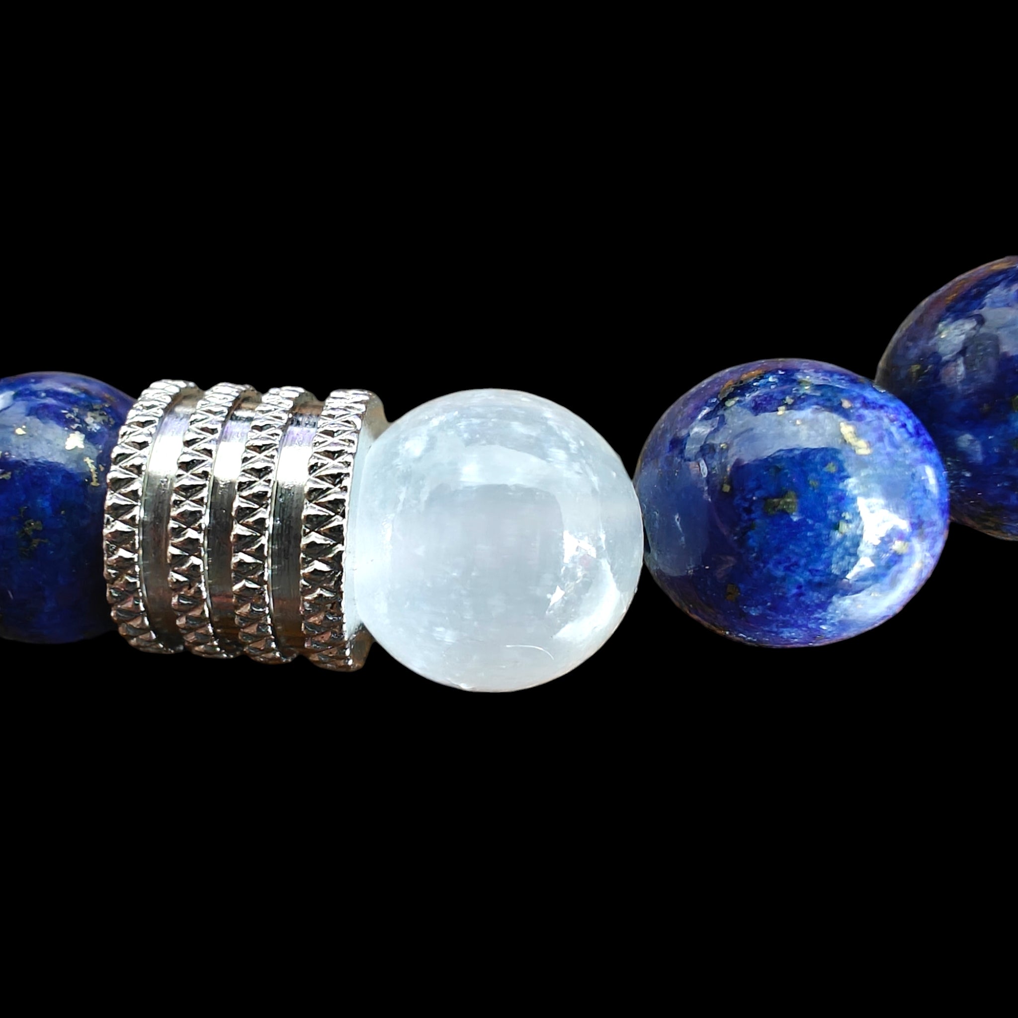 Lapis Lazuli and Selenite Bracelet 10mm Natural Stones Stretch Crystal Bracelet 