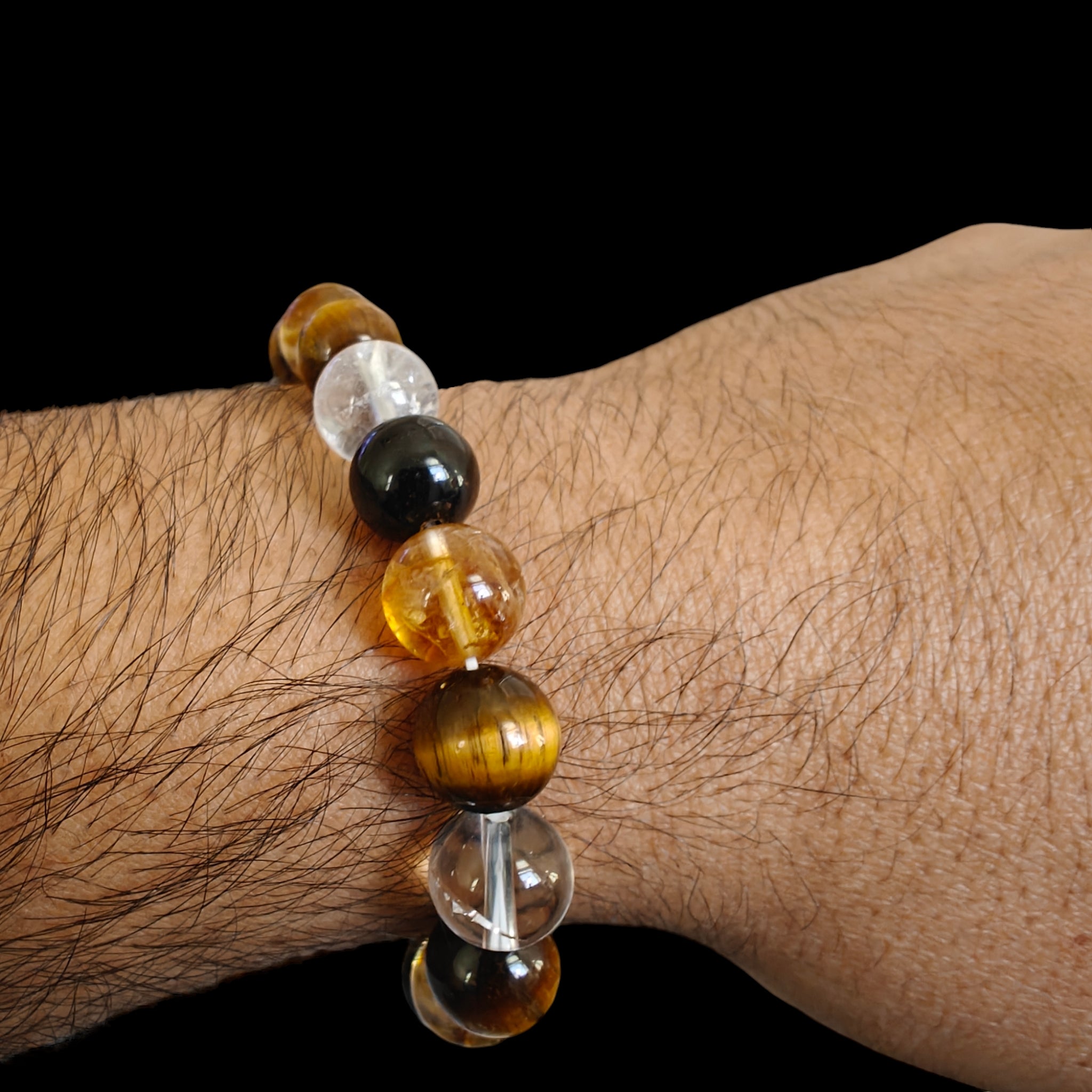 Citrine Tiger Eye and White Quartz Bracelet 