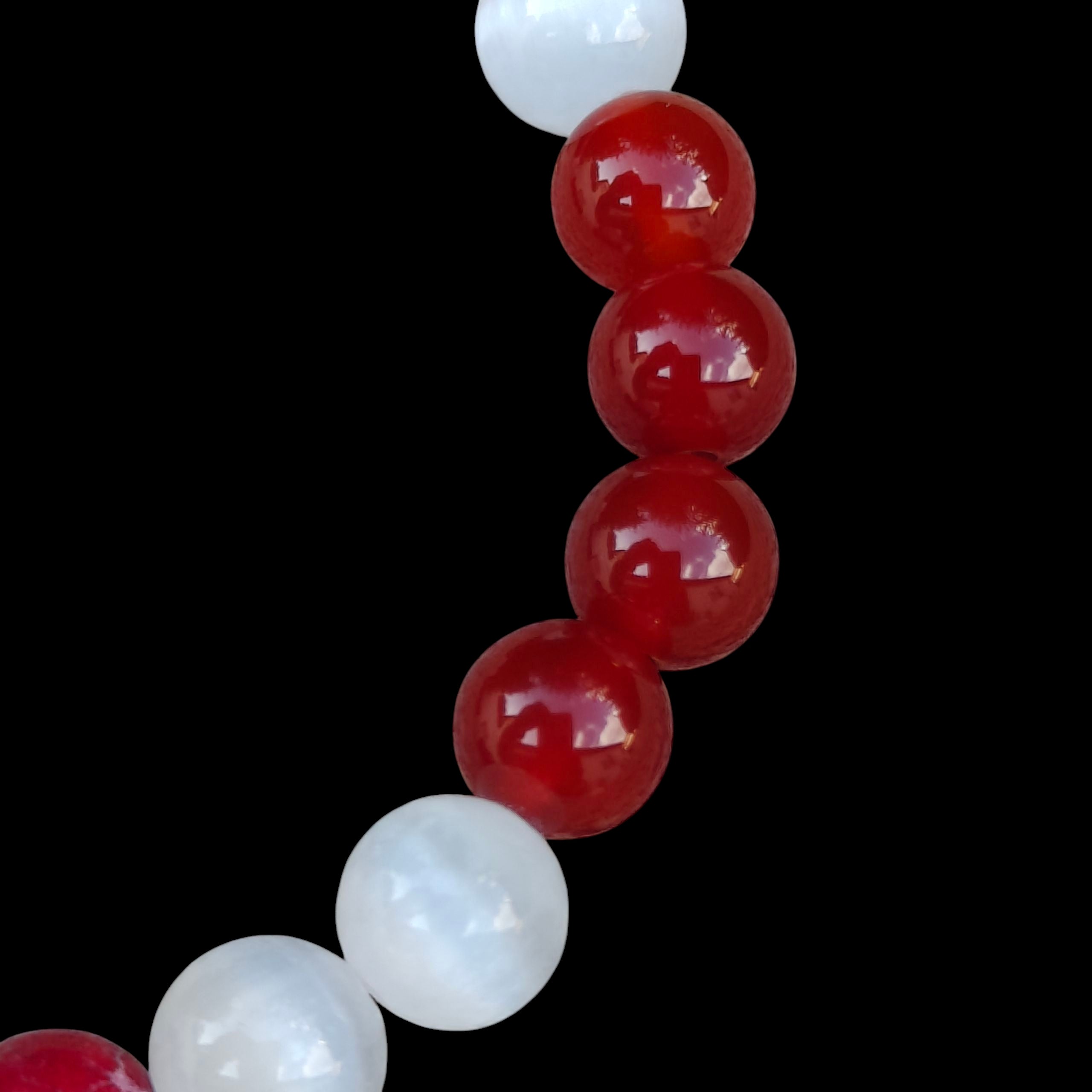 Carnelian, Red Imperial Jasper and Selenite Bracelet 8mm 