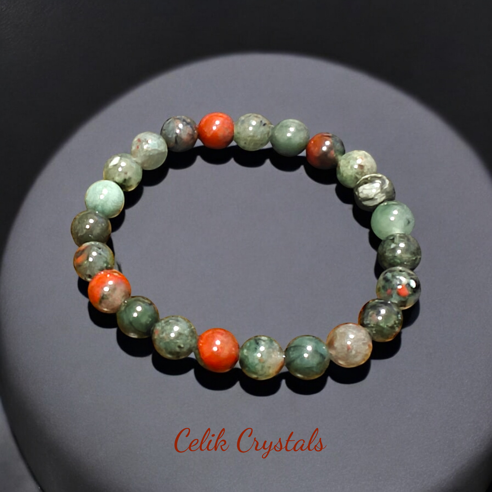 African Bloodstone Jasper Bracelet 8mm Unisex