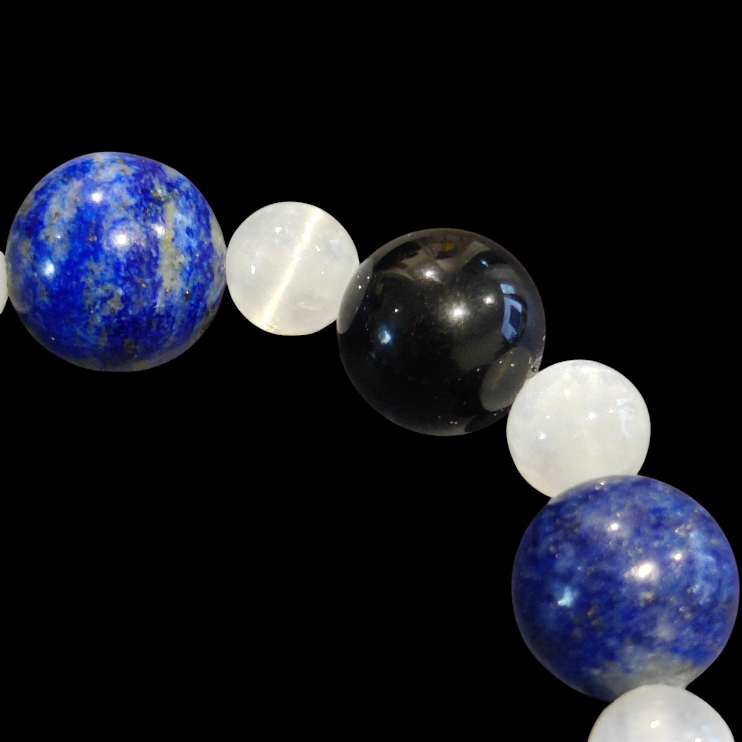 Lapis Lazuli Bracelet with Selenite & Black Tourmaline Unisex