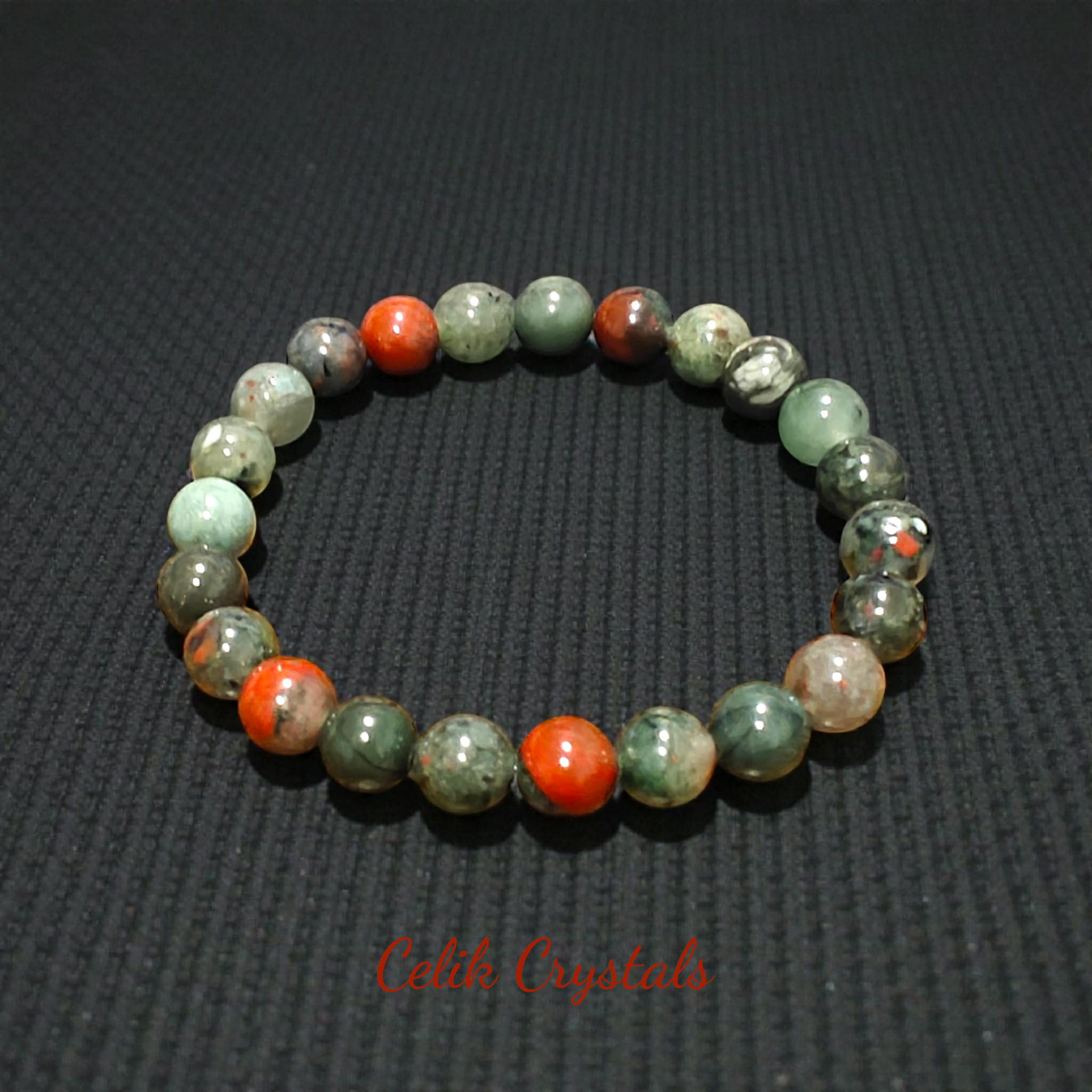 African Bloodstone Jasper Bracelet 8mm Unisex