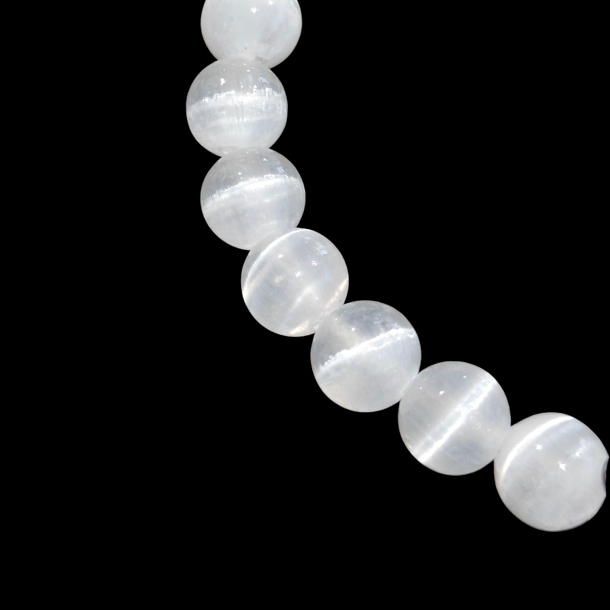 Selenite and Black Tourmaline Bracelet With Hematite spacers 8mm beads natural stones Unisex design Stretches 