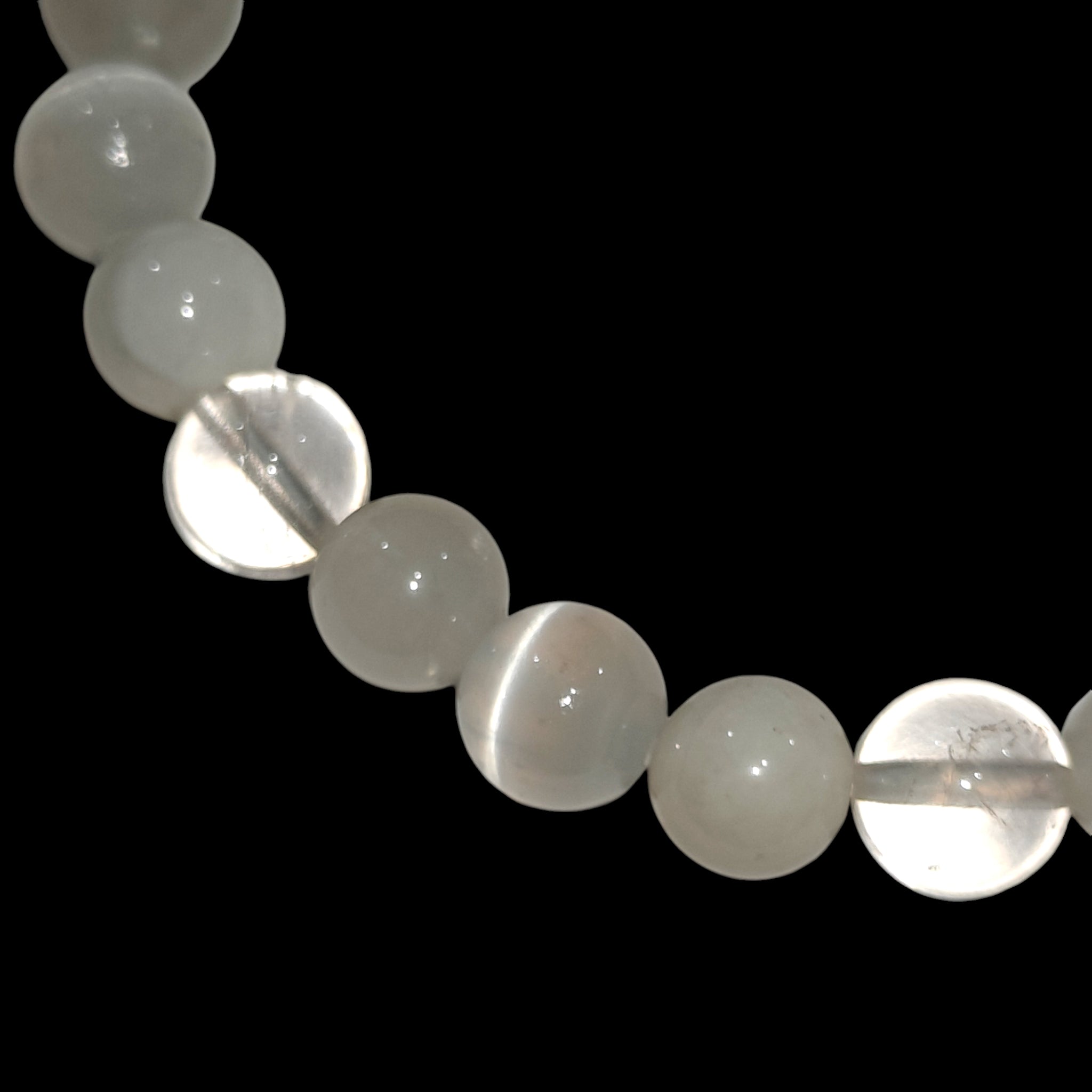 Selenite and White Quartz Bracelet Natural Stones 