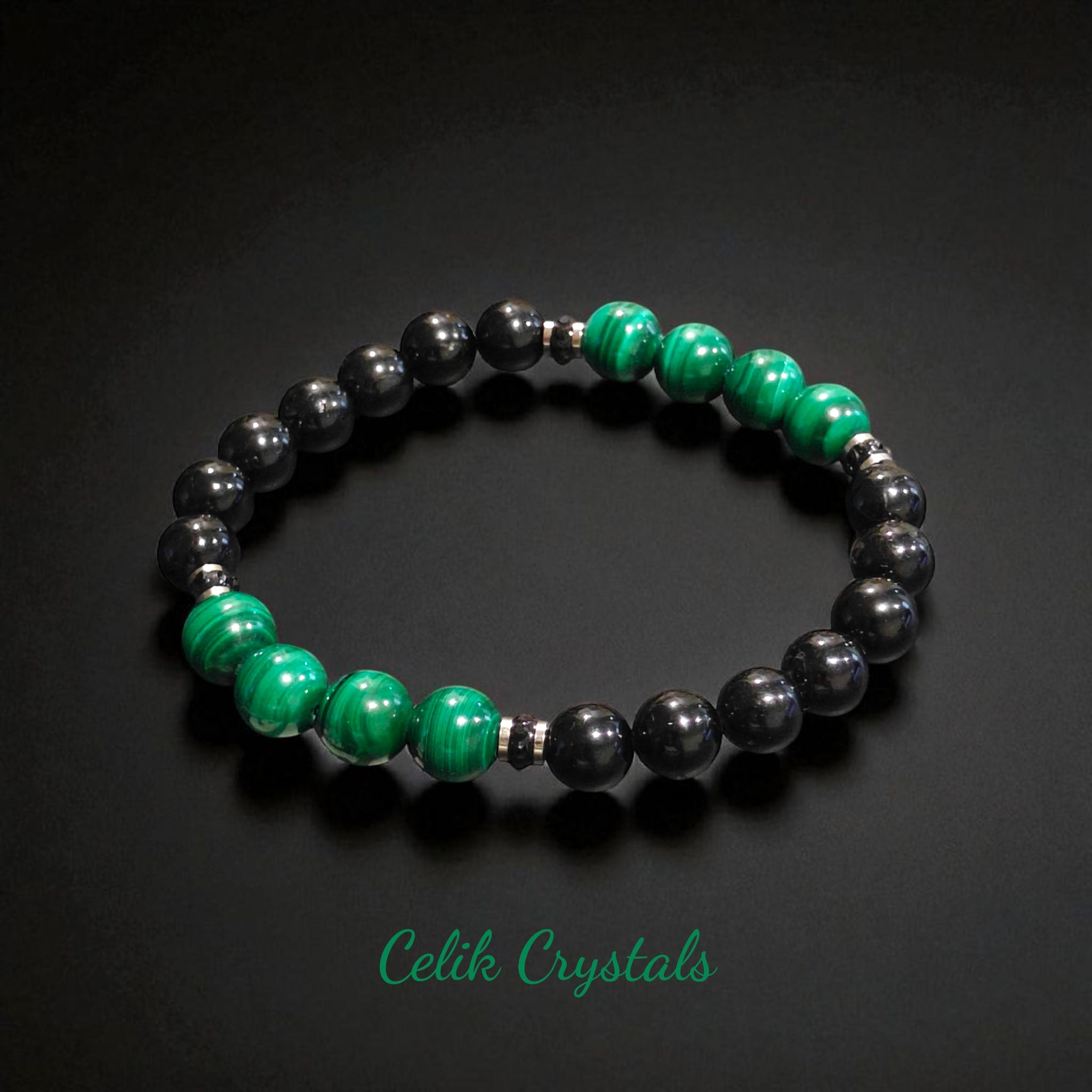 Malachite and Black Tourmaline Bracelet 