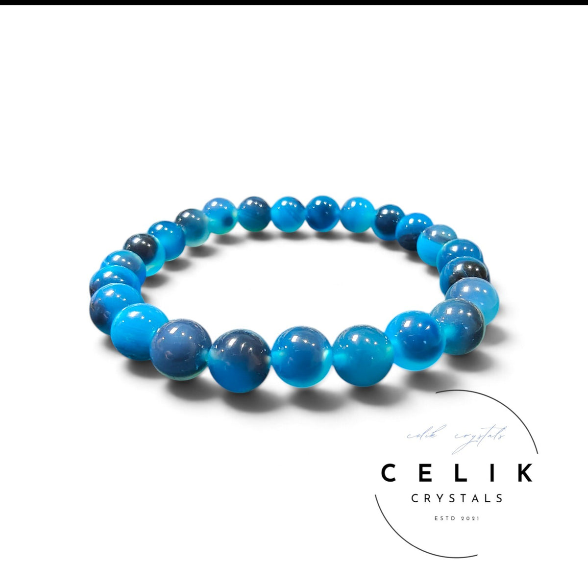 Blue Sugar Heart Agate Bracelet Unisex