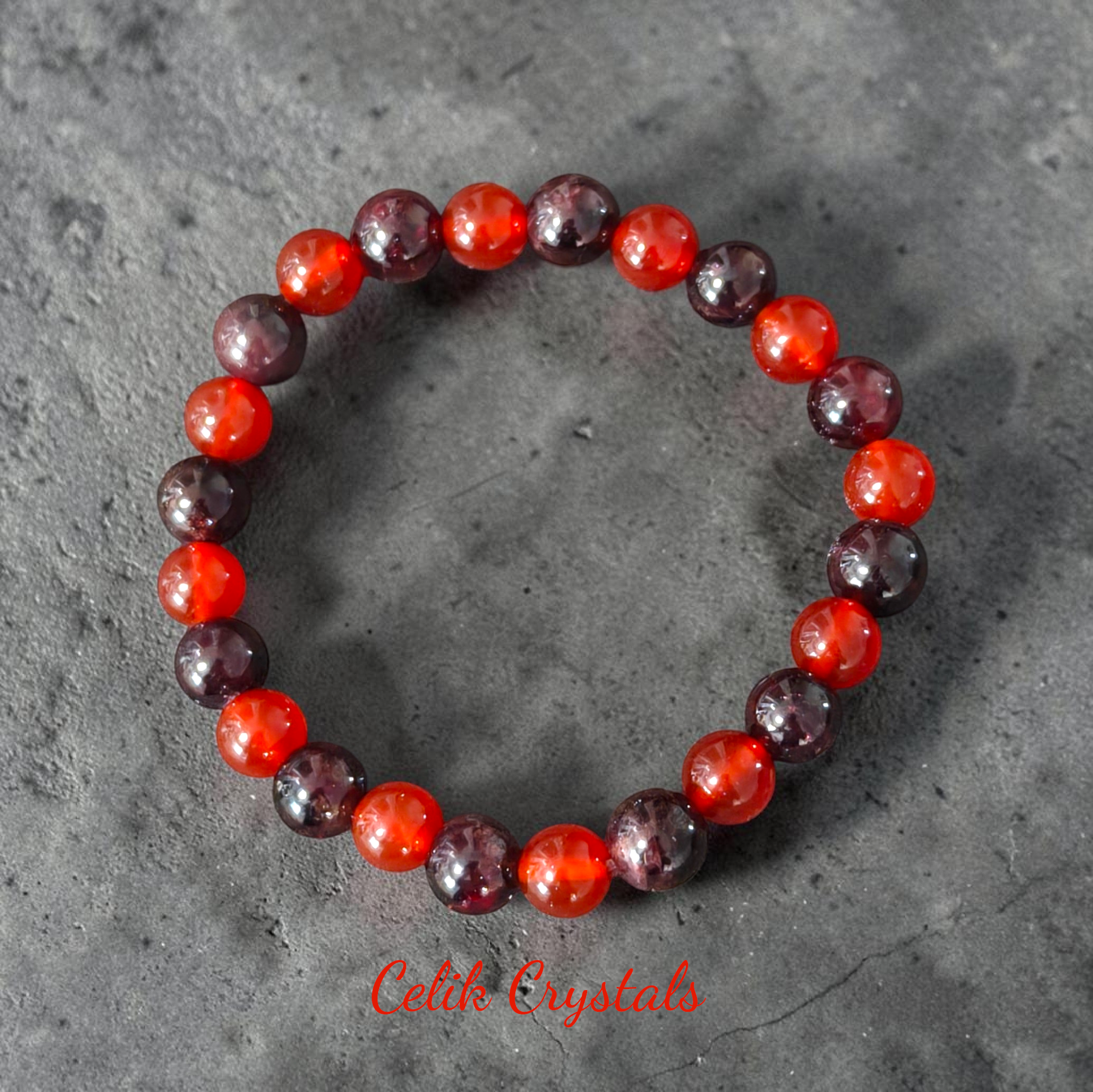 Garnet and Carnelian Bracelet 8mm Unisex
