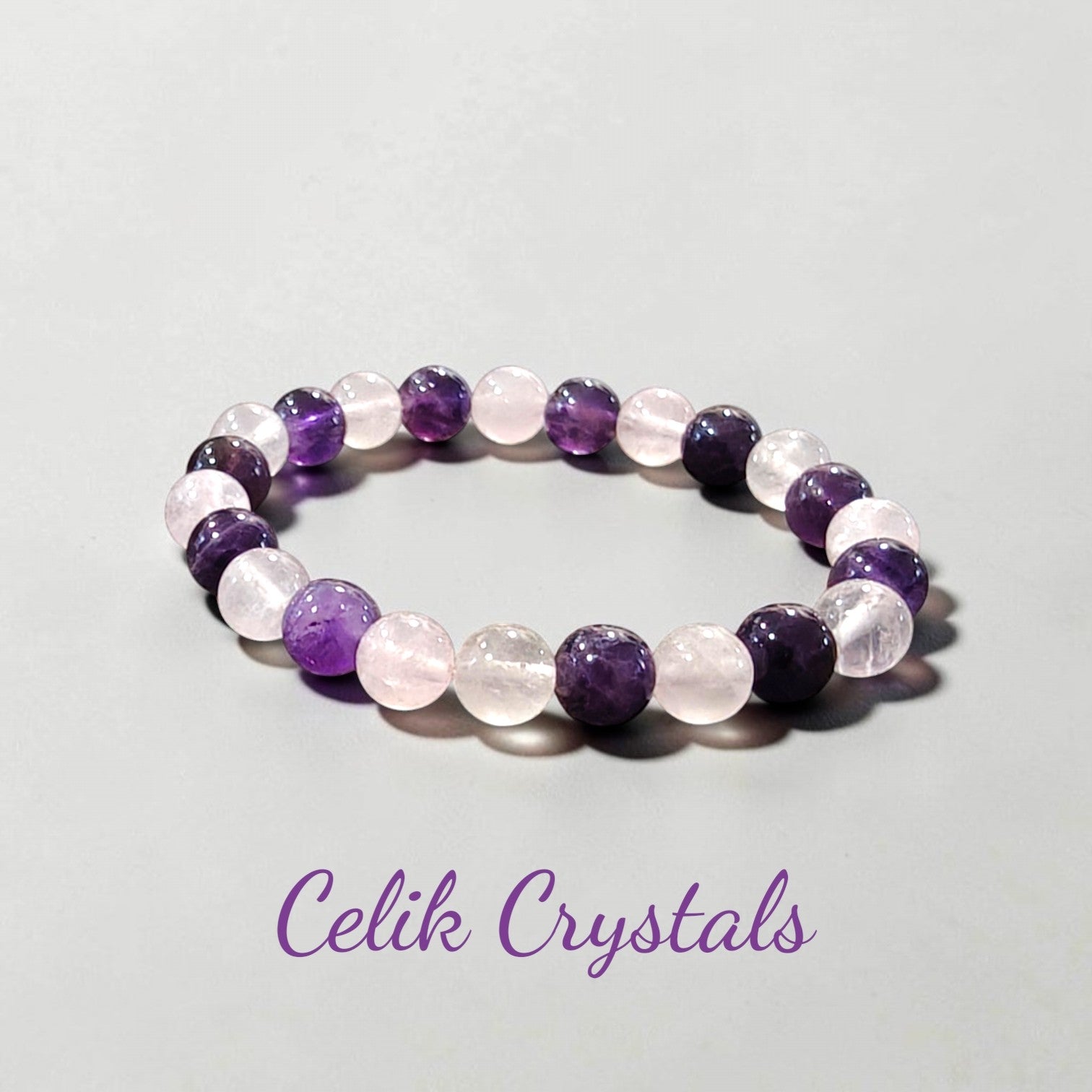 Rose Quartz Amethyst Bracelet 8mm