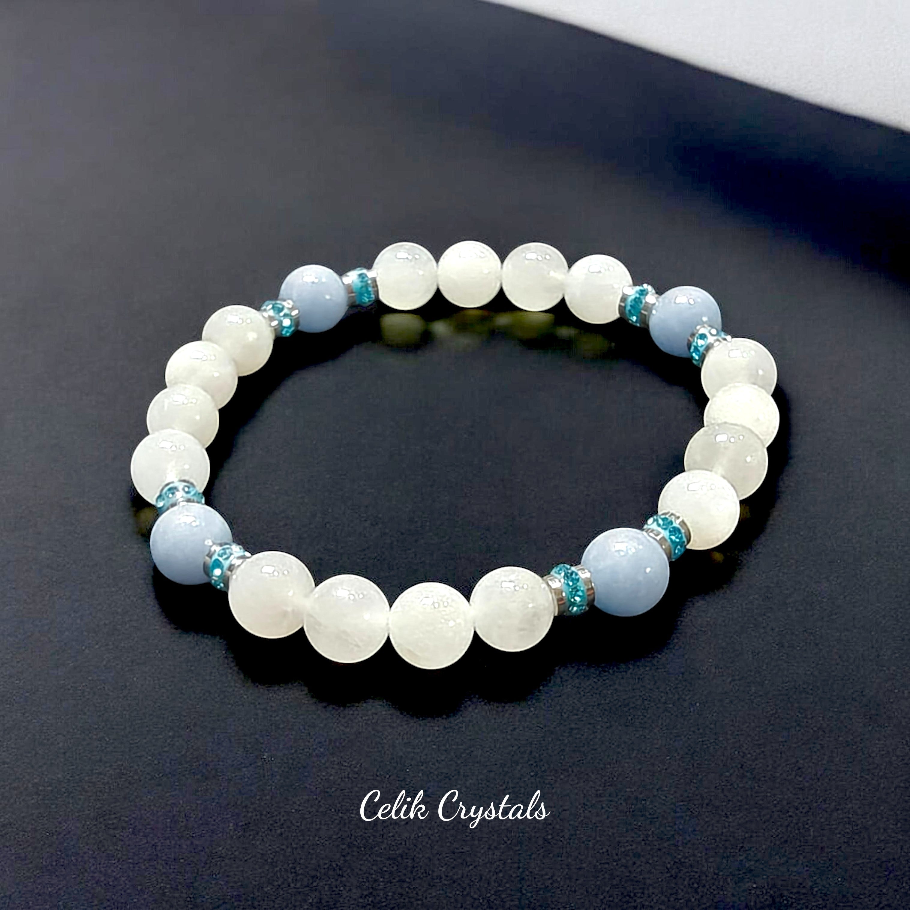 Angelite Moonstone Bracelet 8mm