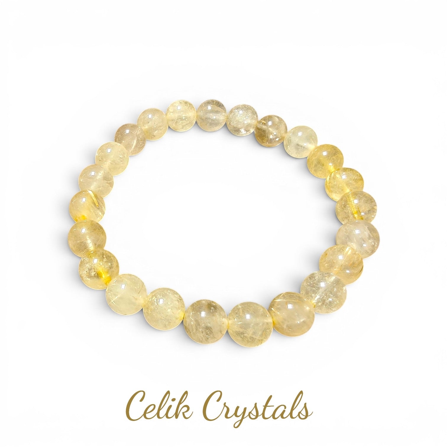 Gold Rutilated Quartz Bracelet 8mm Unisex
