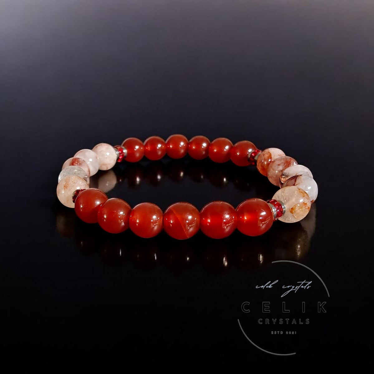 Fire Quartz Carnelian Bracelet 8mm Unisex