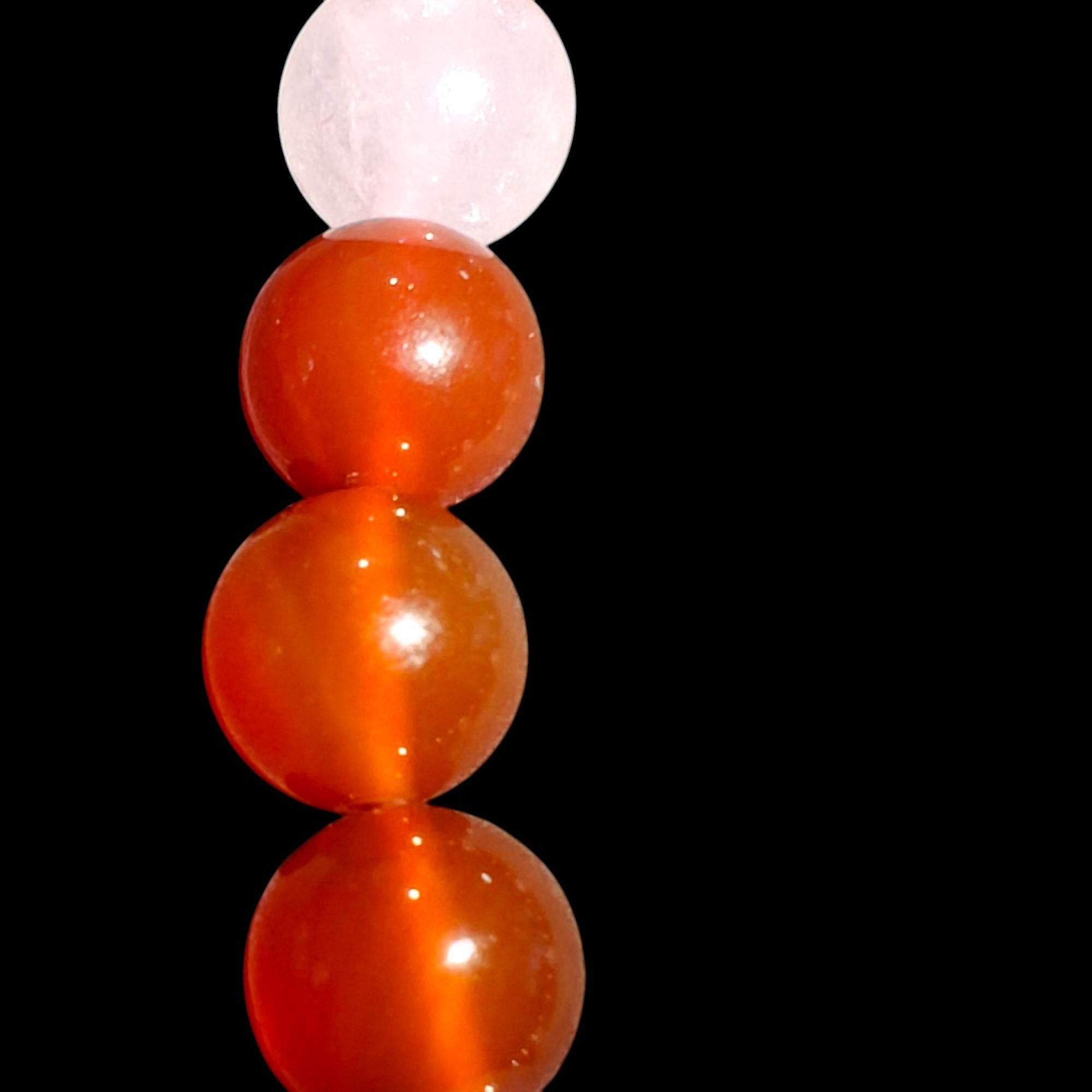 Rose Quartz and Carnelian Bracelet 2 Piece Set Natural Stones 8mm Stretches Women's Bracelet 
