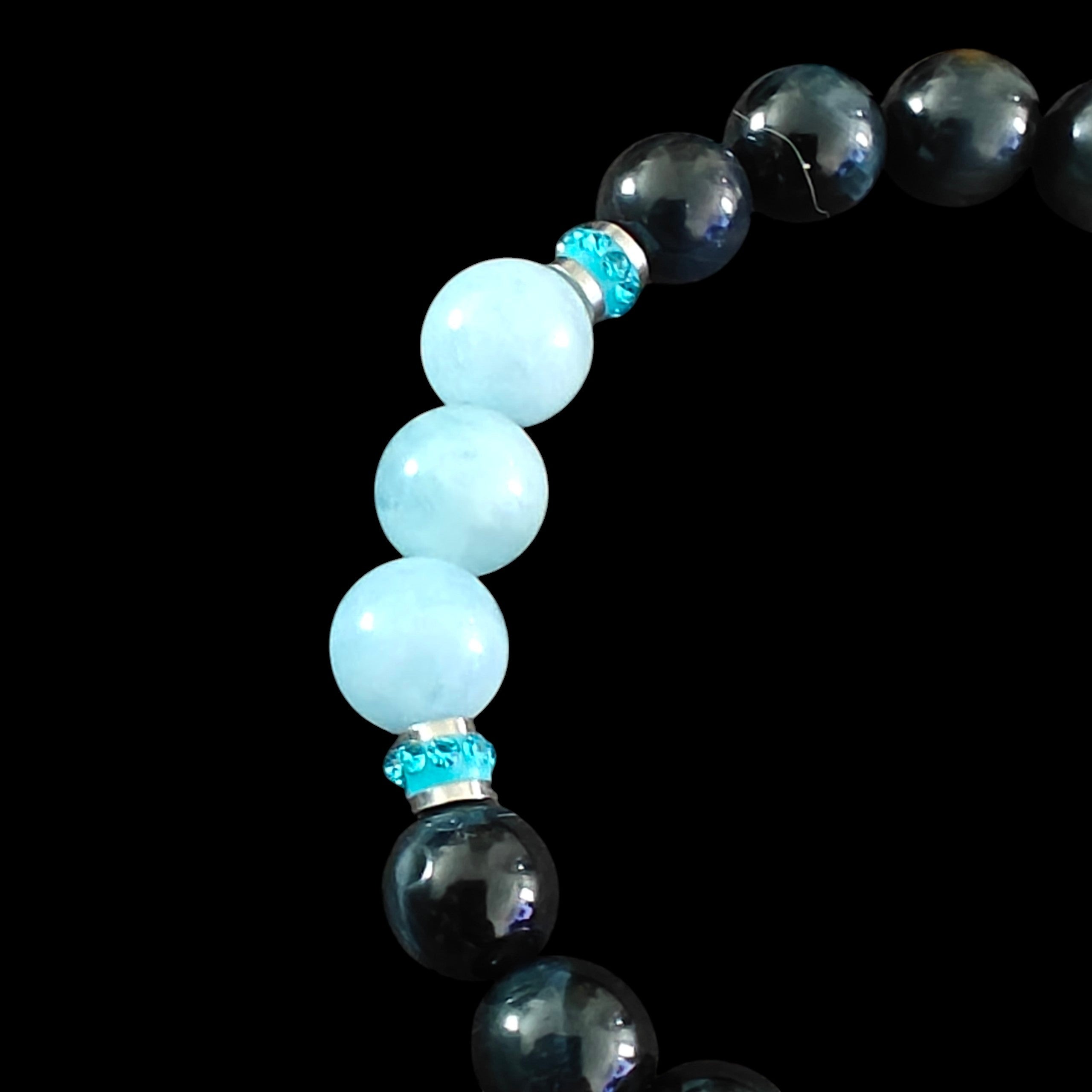 Aquamarine Blue Tiger Eye Bracelet Unisex 8mm