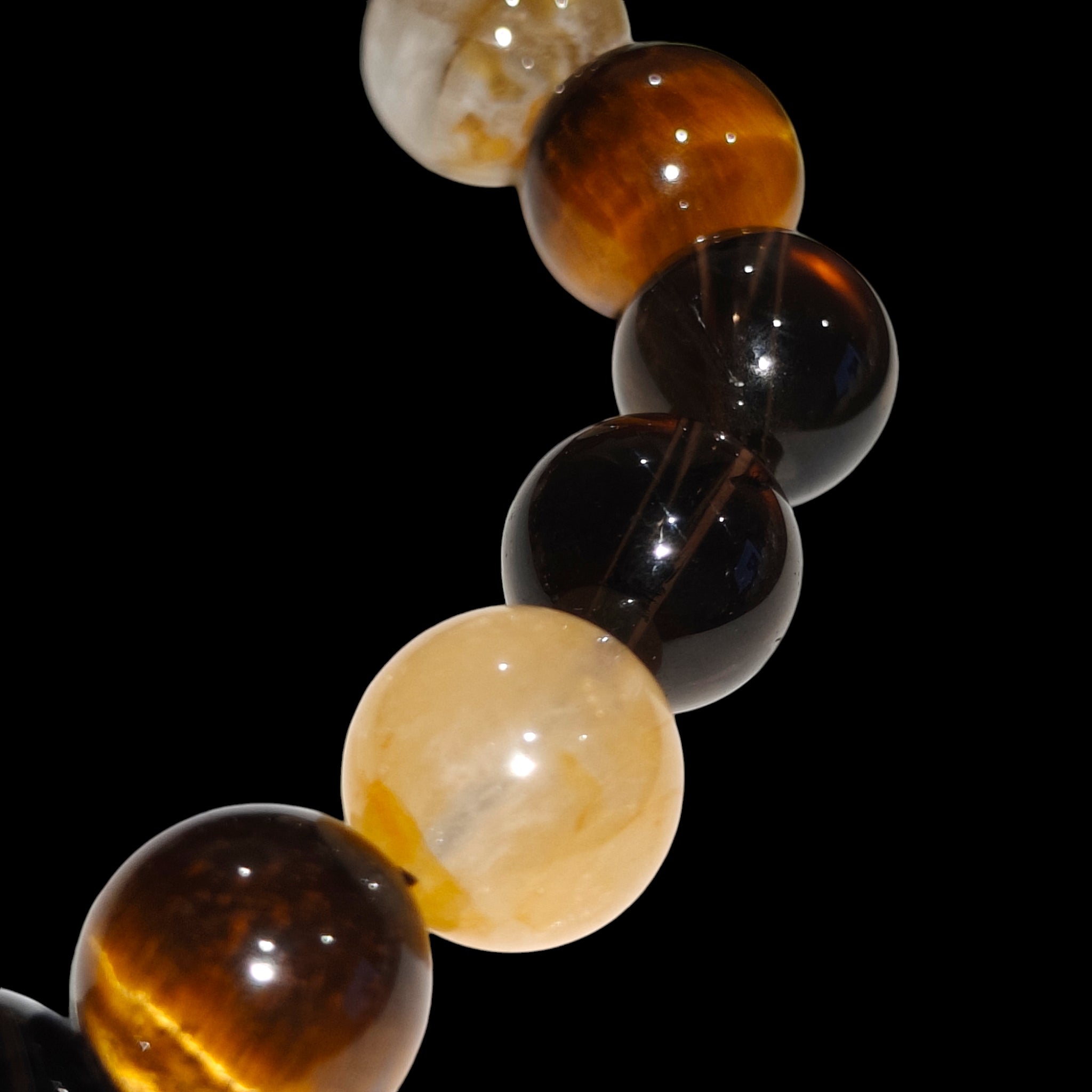 Smoky Quartz, Golden Healer Quartz, Tiger Eye Bracelet Natural Stones 