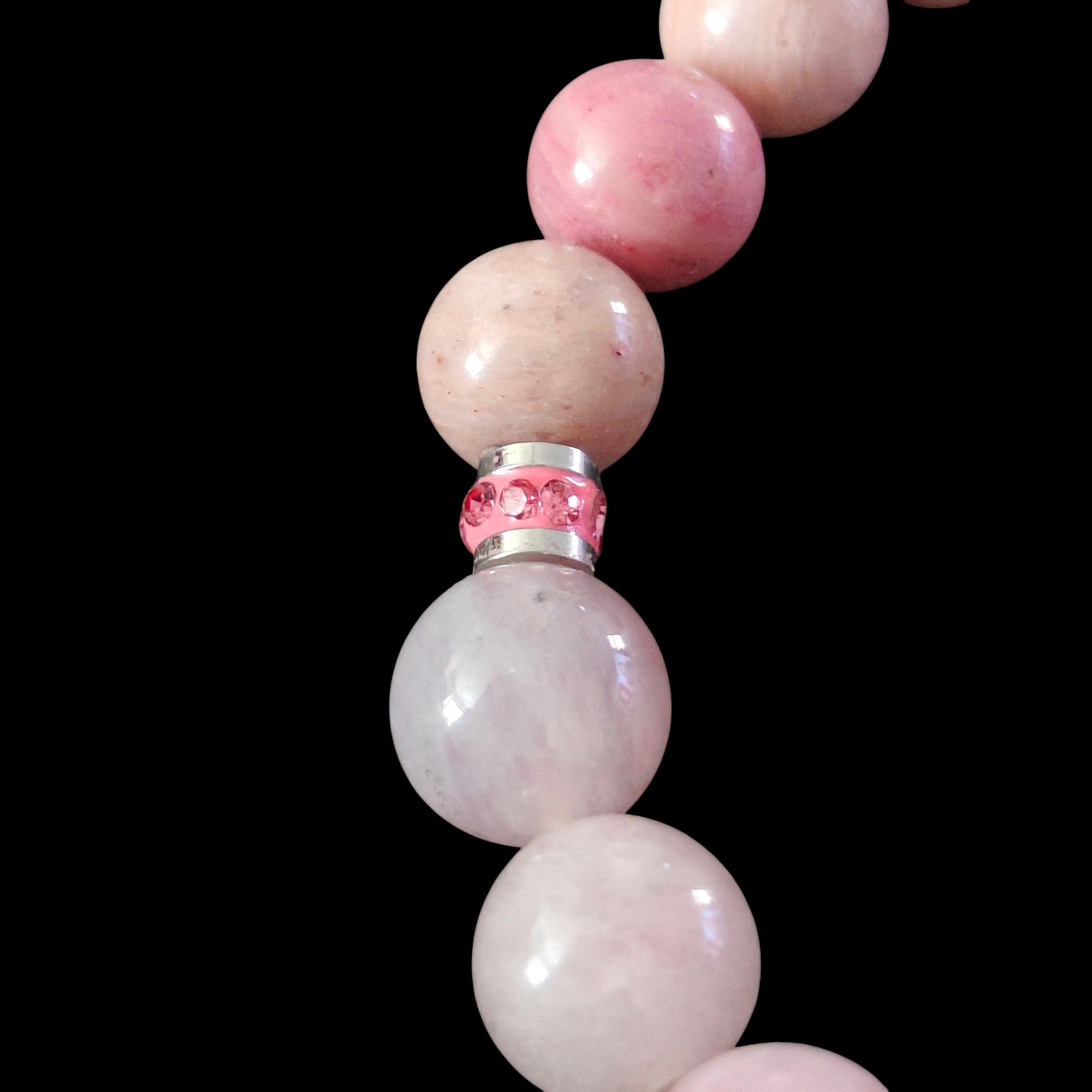 Lavender, Rose, Strawberry Quartz and Rhodonite Bracelet 8mm