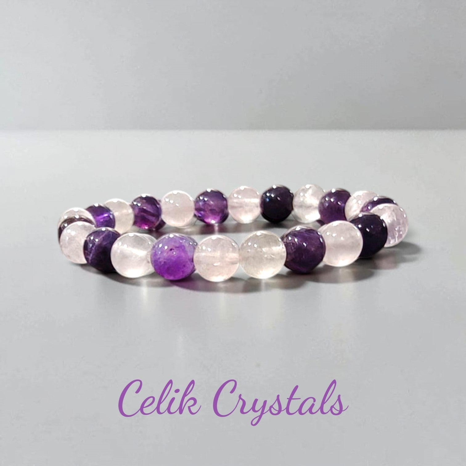 Rose Quartz Amethyst Bracelet 8mm