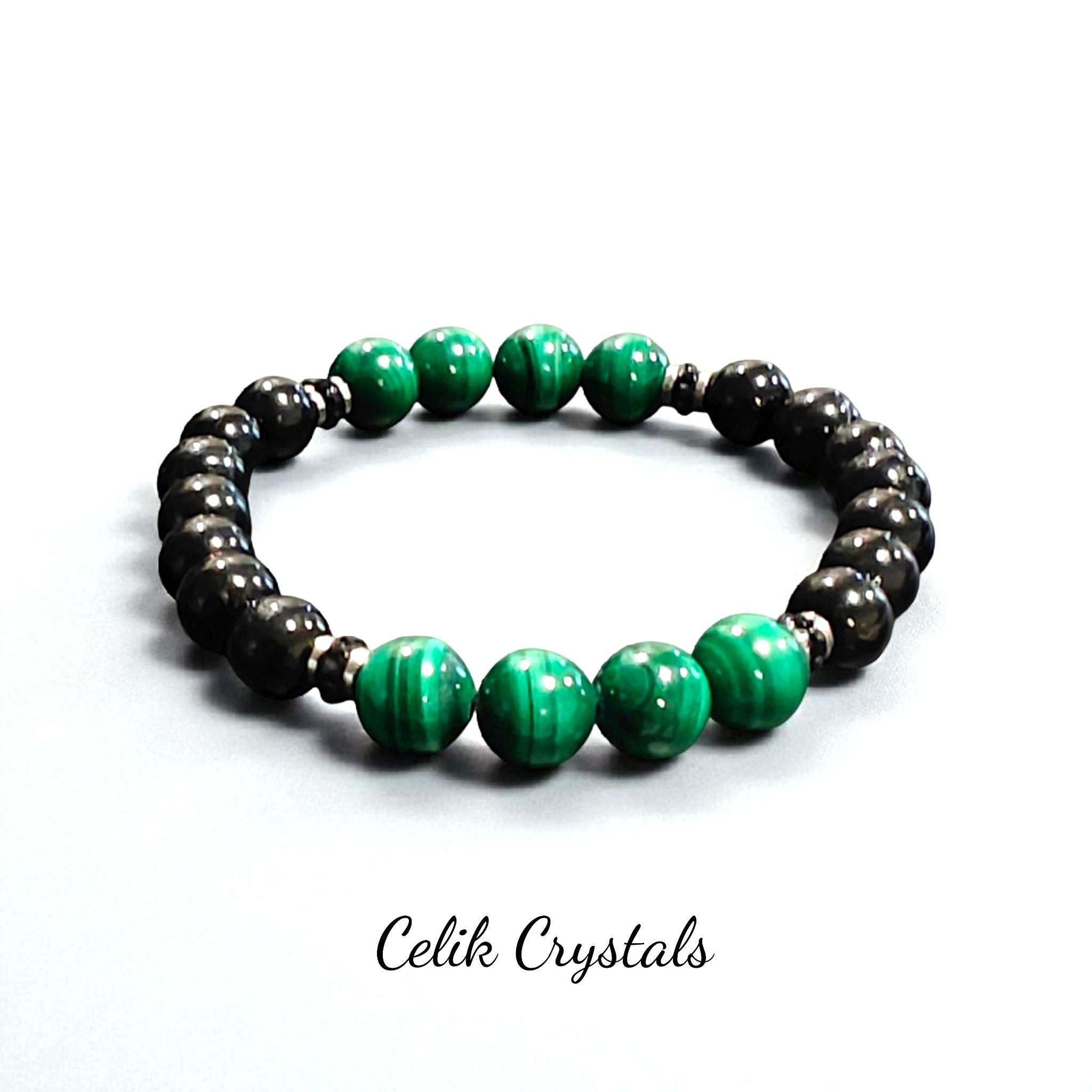 Malachite and Black Tourmaline Bracelet 