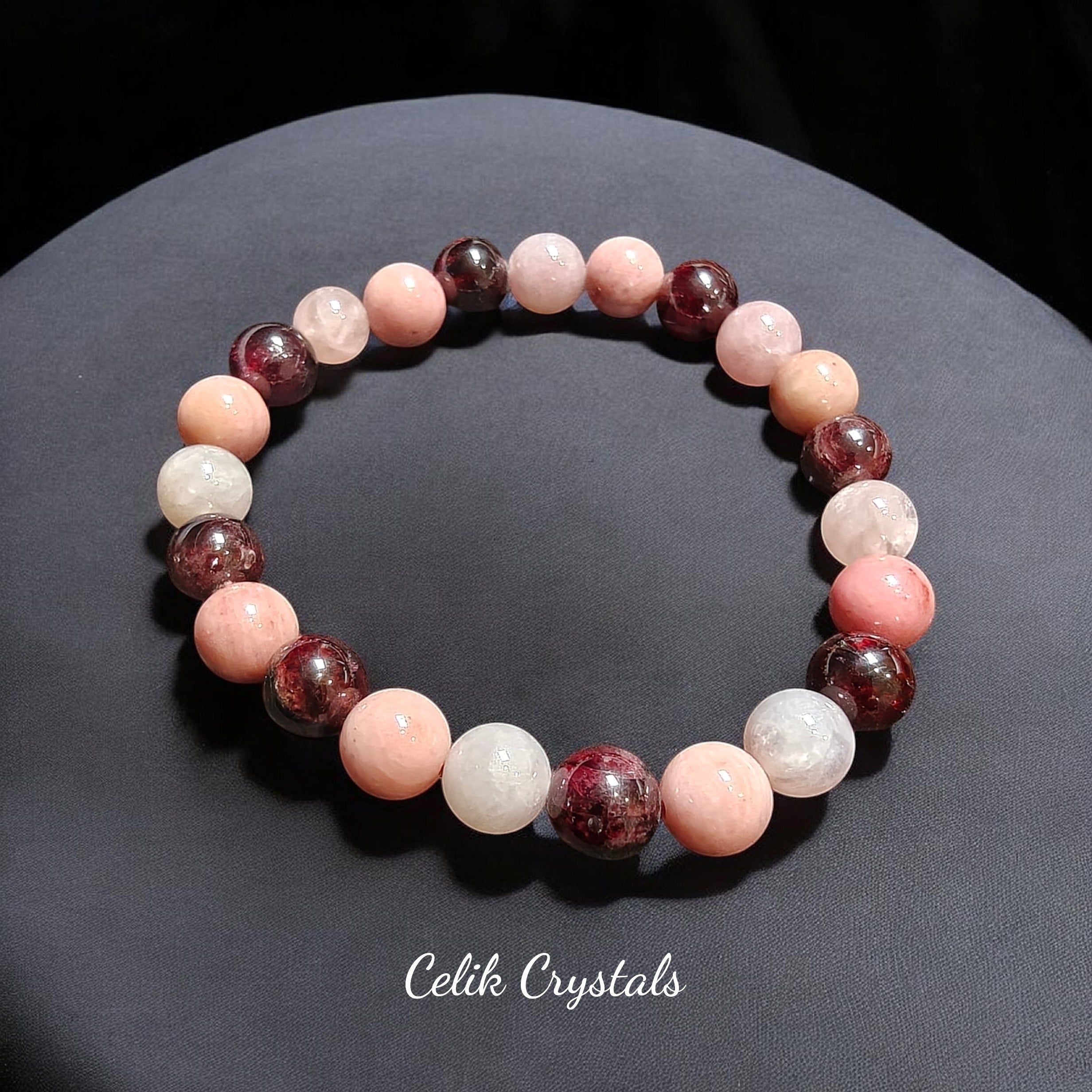 Garnet, Rhodonite, Rose Quartz Bracelet 8mm