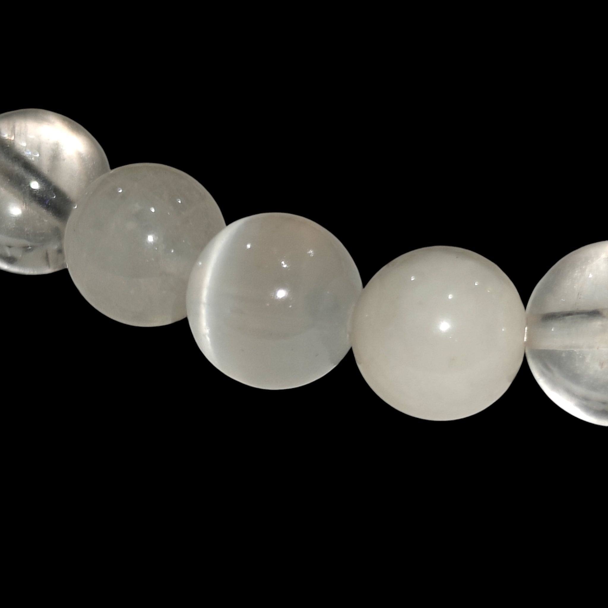Selenite and White Quartz Bracelet Natural Stones 