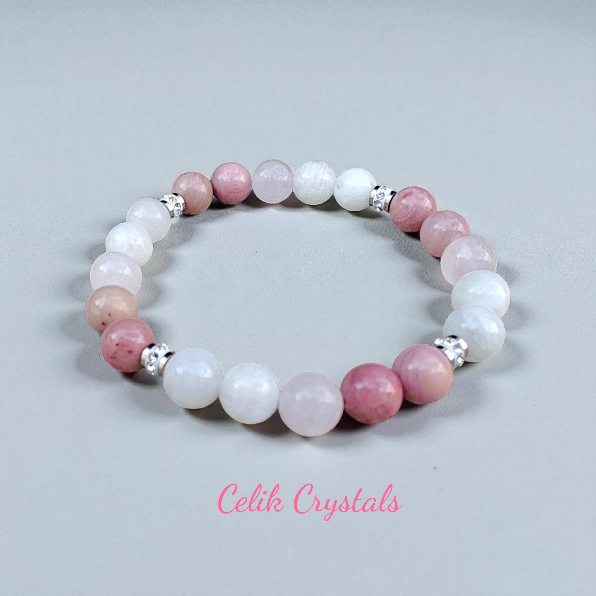 Rose Quartz Bracelet with Rhodonite and Moonstone 