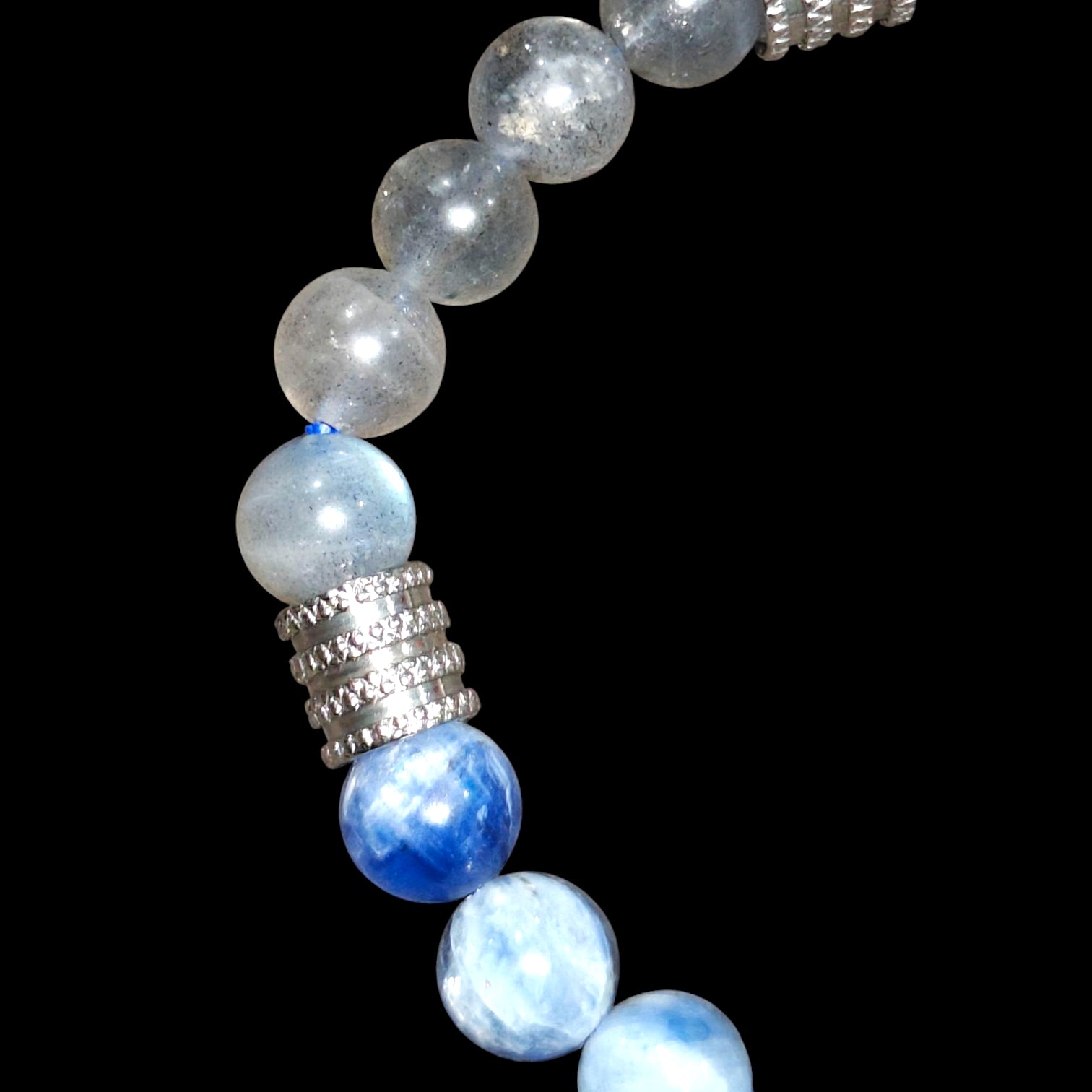 Kyanite and Labradorite Bracelet Natural Stones 8mm Stretches 