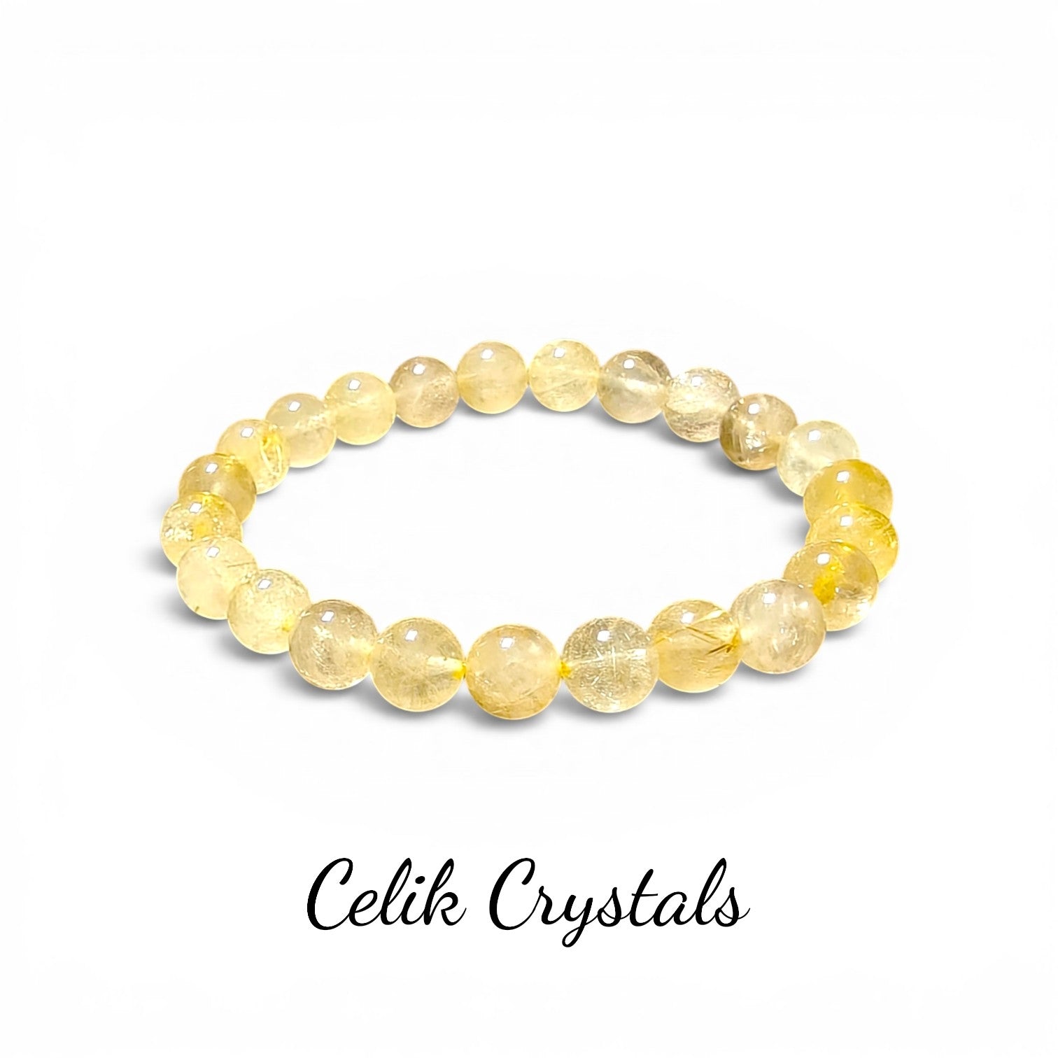 Gold Rutilated Quartz Bracelet 8mm Unisex