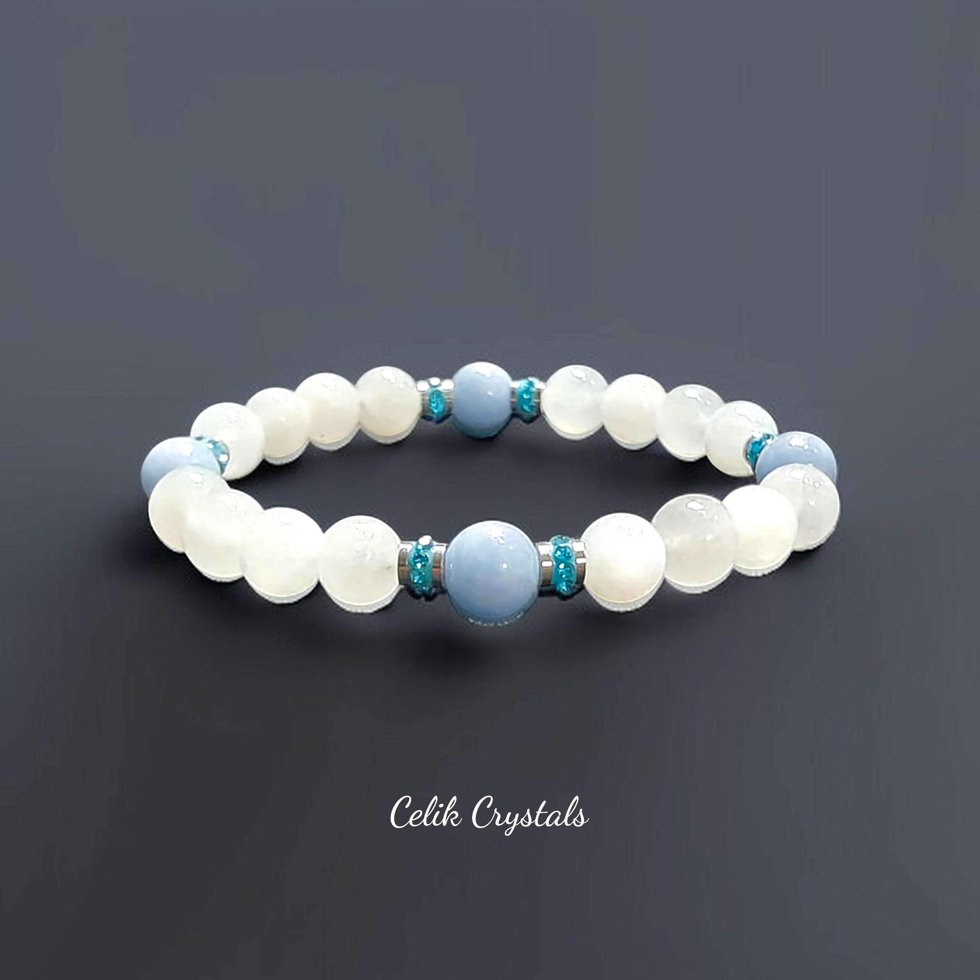 Angelite Moonstone Bracelet 8mm