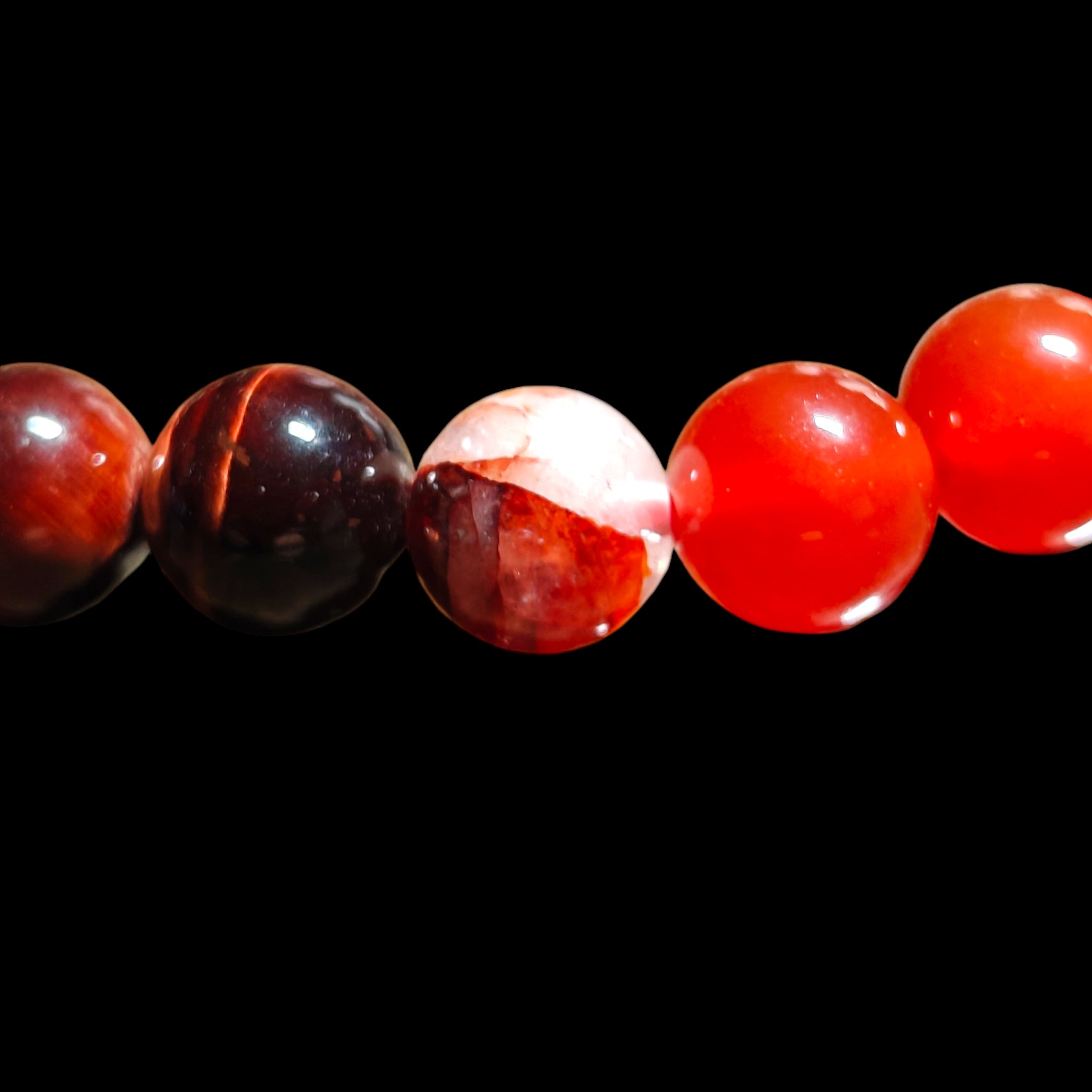 Red Tiger Eye Bracelet with Carnelian and Fire Quartz 