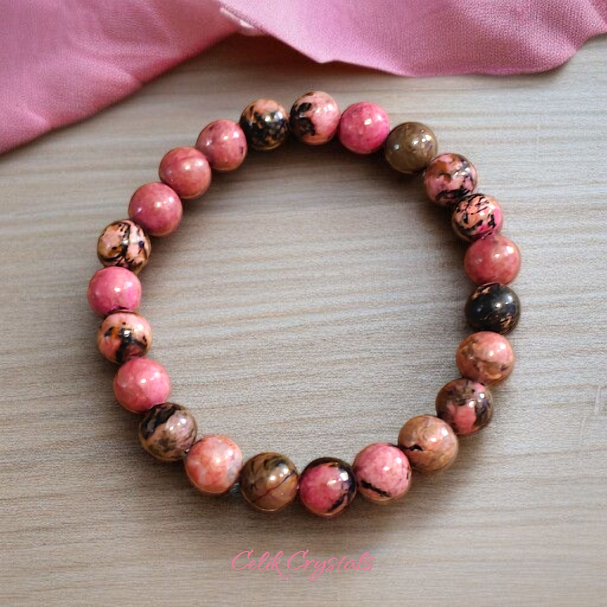 3 Piece Protection Bracelet Set for Love includes Rose Quartz, Rhodonite and Peach Aventurine 