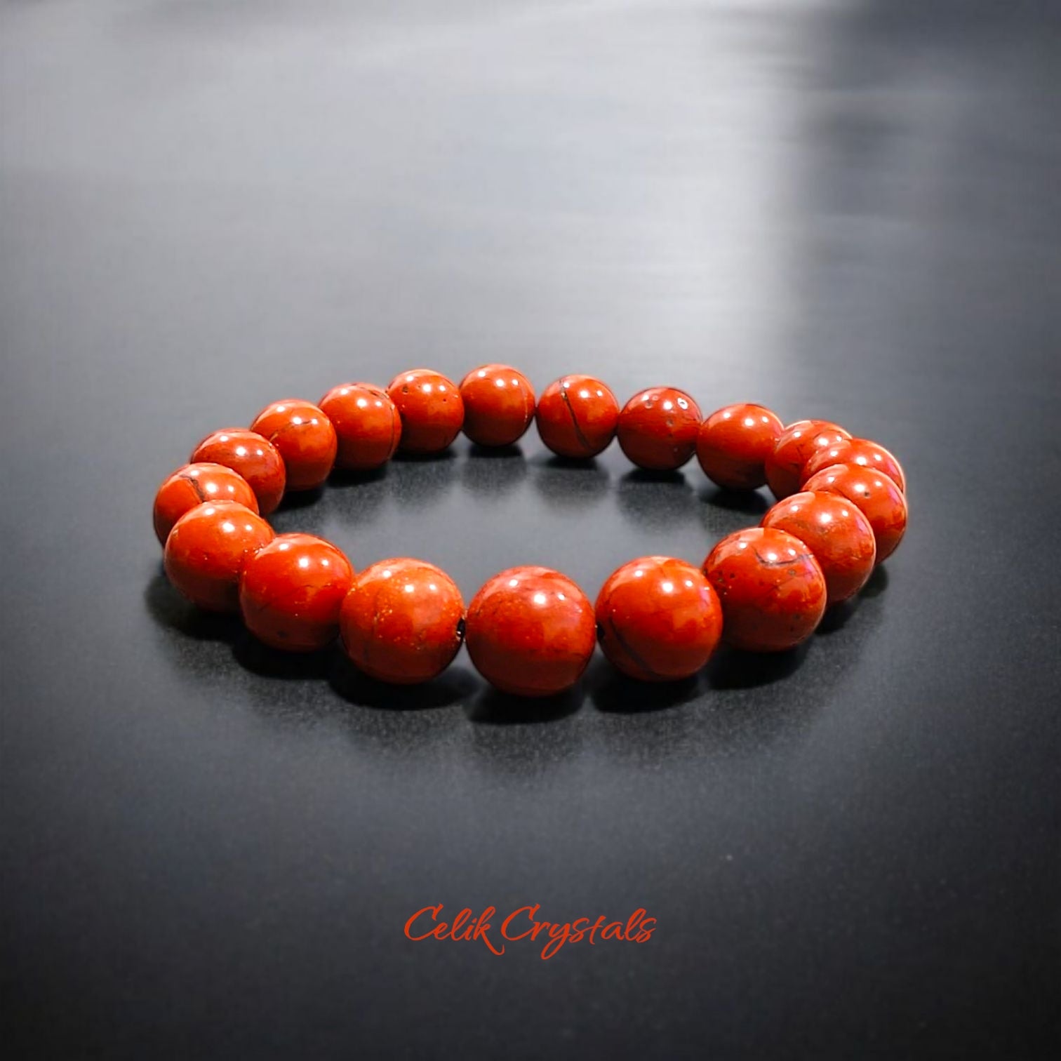 Red Jasper Bracelet 10mm Natural Stones Stretch Crystal Bracelet Unisex 
