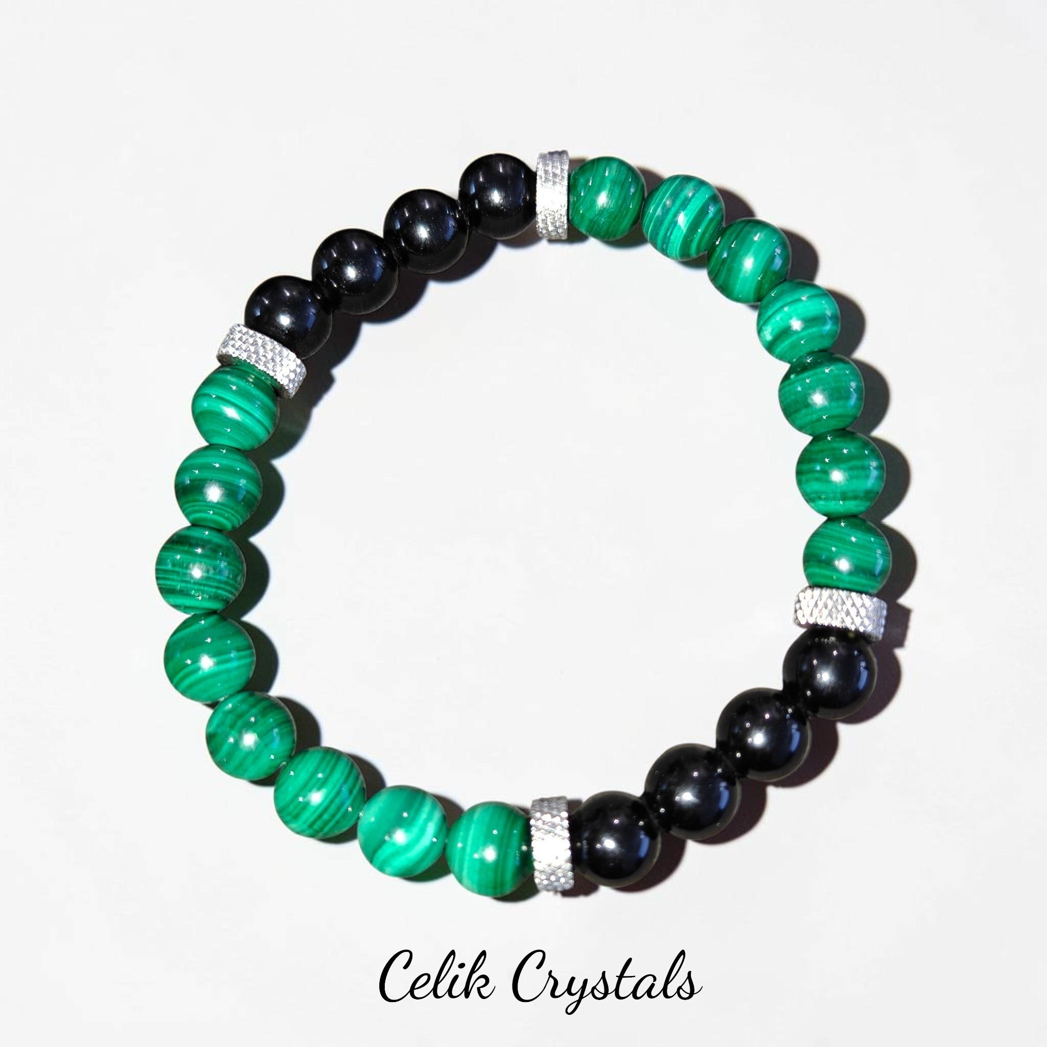 Malachite Black Tourmaline Bracelet 8mm