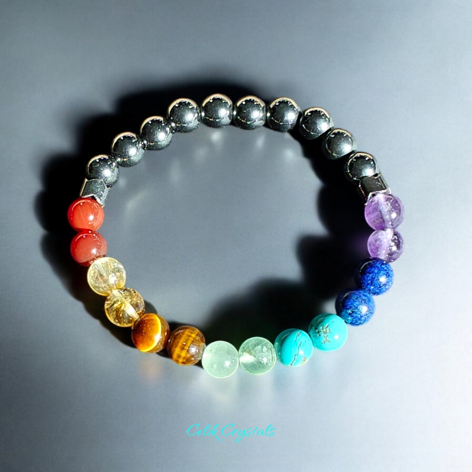 Real 7 Chakra Bracelet With Natural Stones 