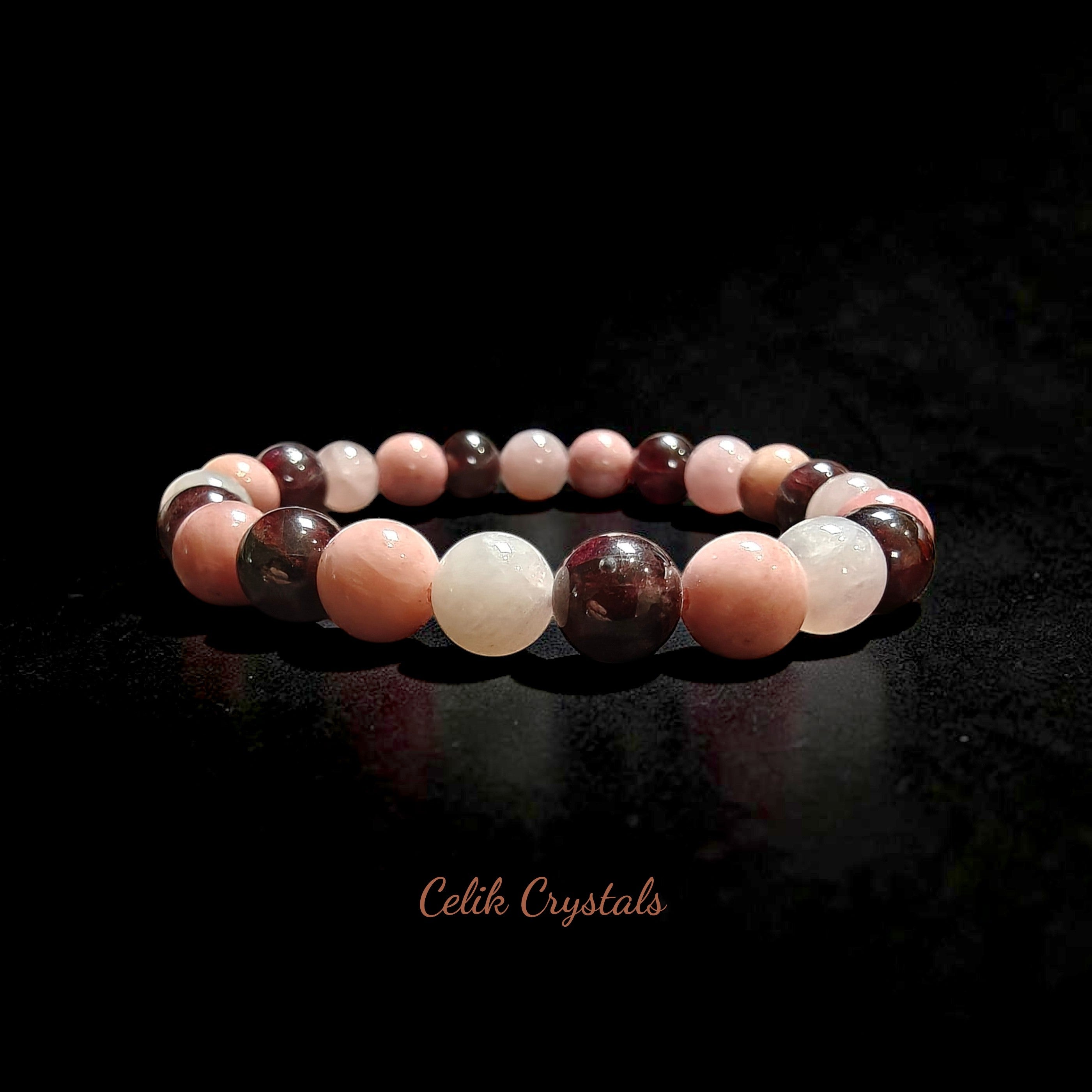 Garnet, Rhodonite, Rose Quartz Bracelet 8mm