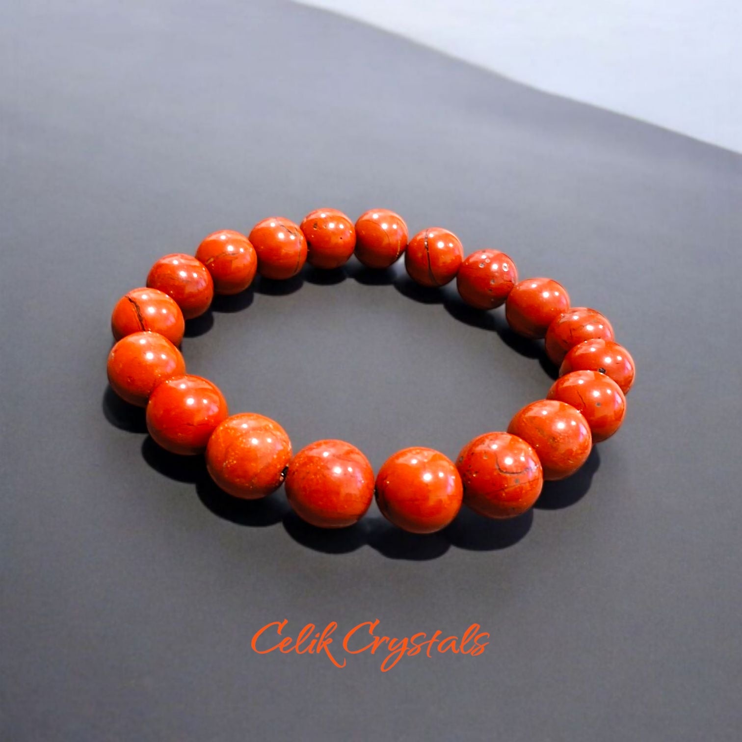 Red Jasper Bracelet 10mm Natural Stones Stretch Crystal Bracelet Unisex 