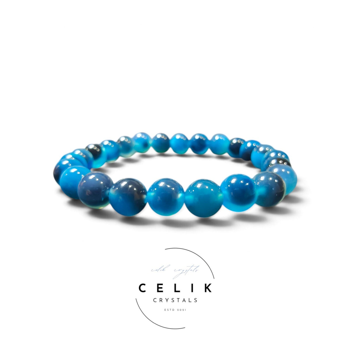 Blue Sugar Heart Agate Bracelet Unisex