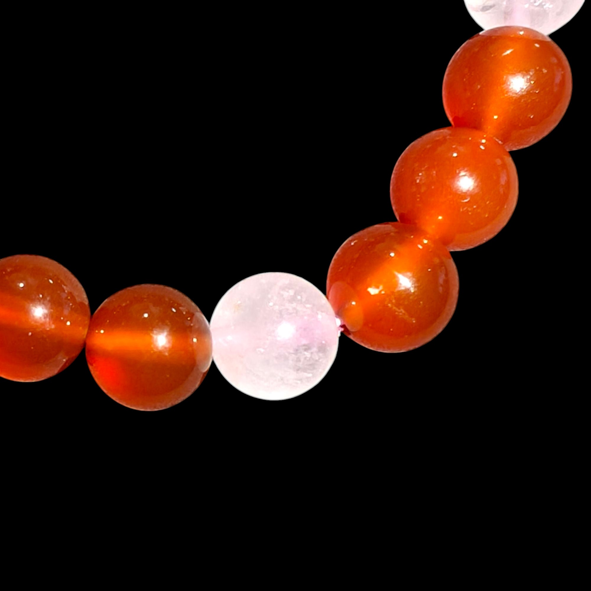 Rose Quartz and Carnelian Bracelet 2 Piece Set Natural Stones 8mm Stretches Women's Bracelet 