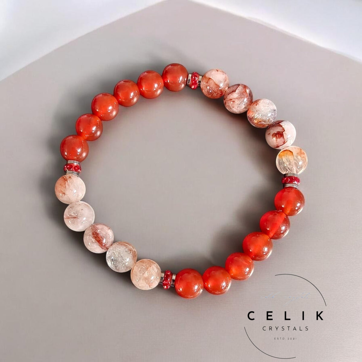 Fire Quartz Carnelian Bracelet 8mm Unisex