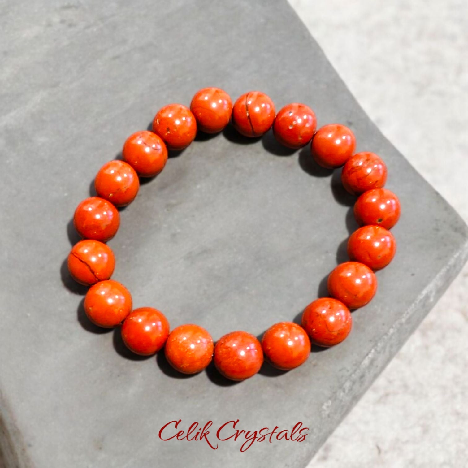 Red Jasper Bracelet 10mm Natural Stones Stretch Crystal Bracelet Unisex 