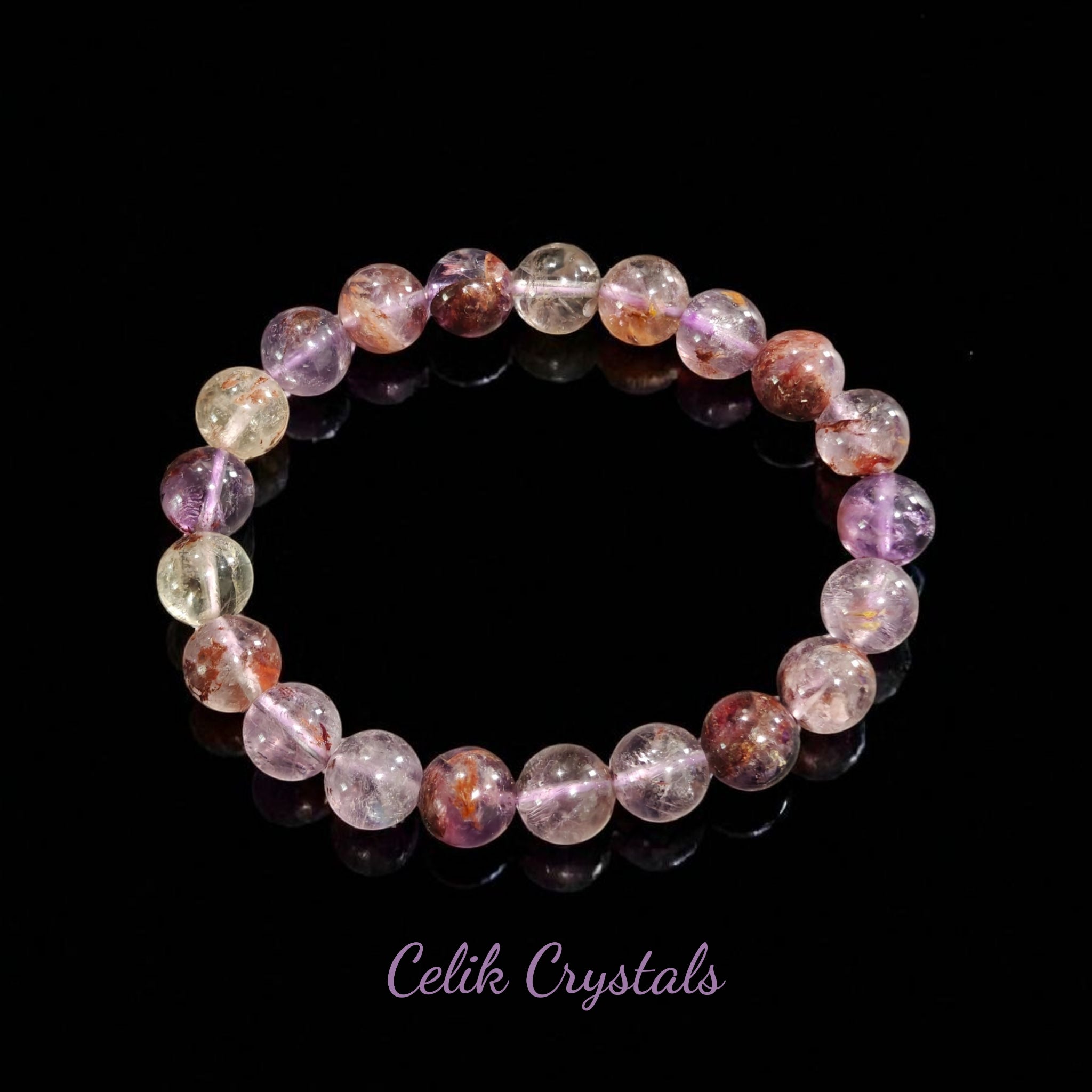 Super 7 Phantom Ghost Rutilated Quartz Bracelet