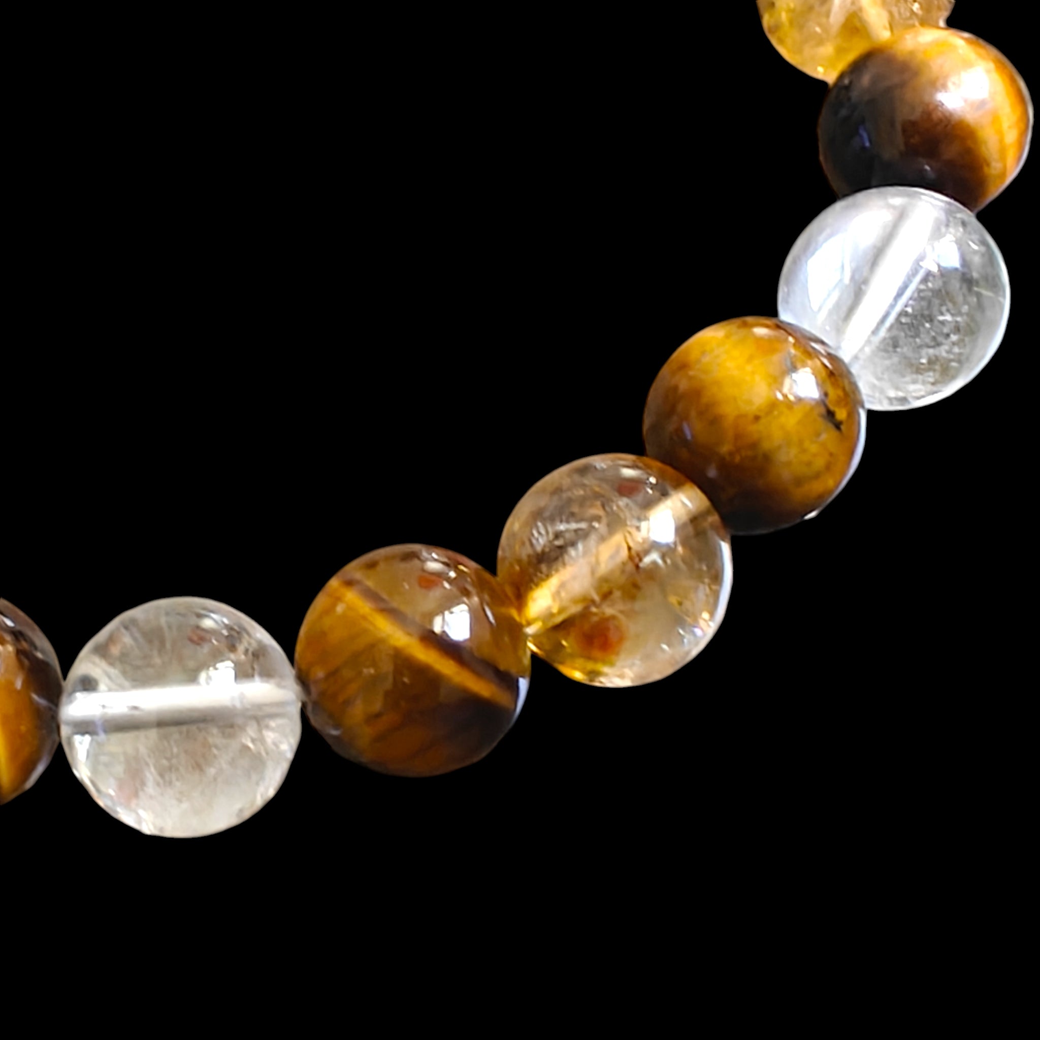 Citrine Tiger Eye and White Quartz Bracelet 
