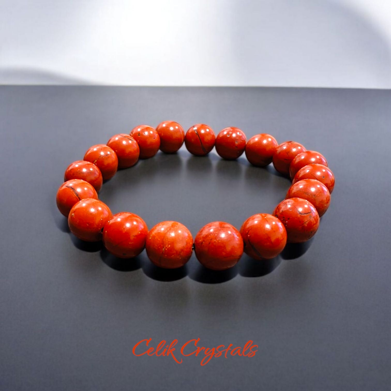 Red Jasper Bracelet 10mm Natural Stones Stretch Crystal Bracelet Unisex 