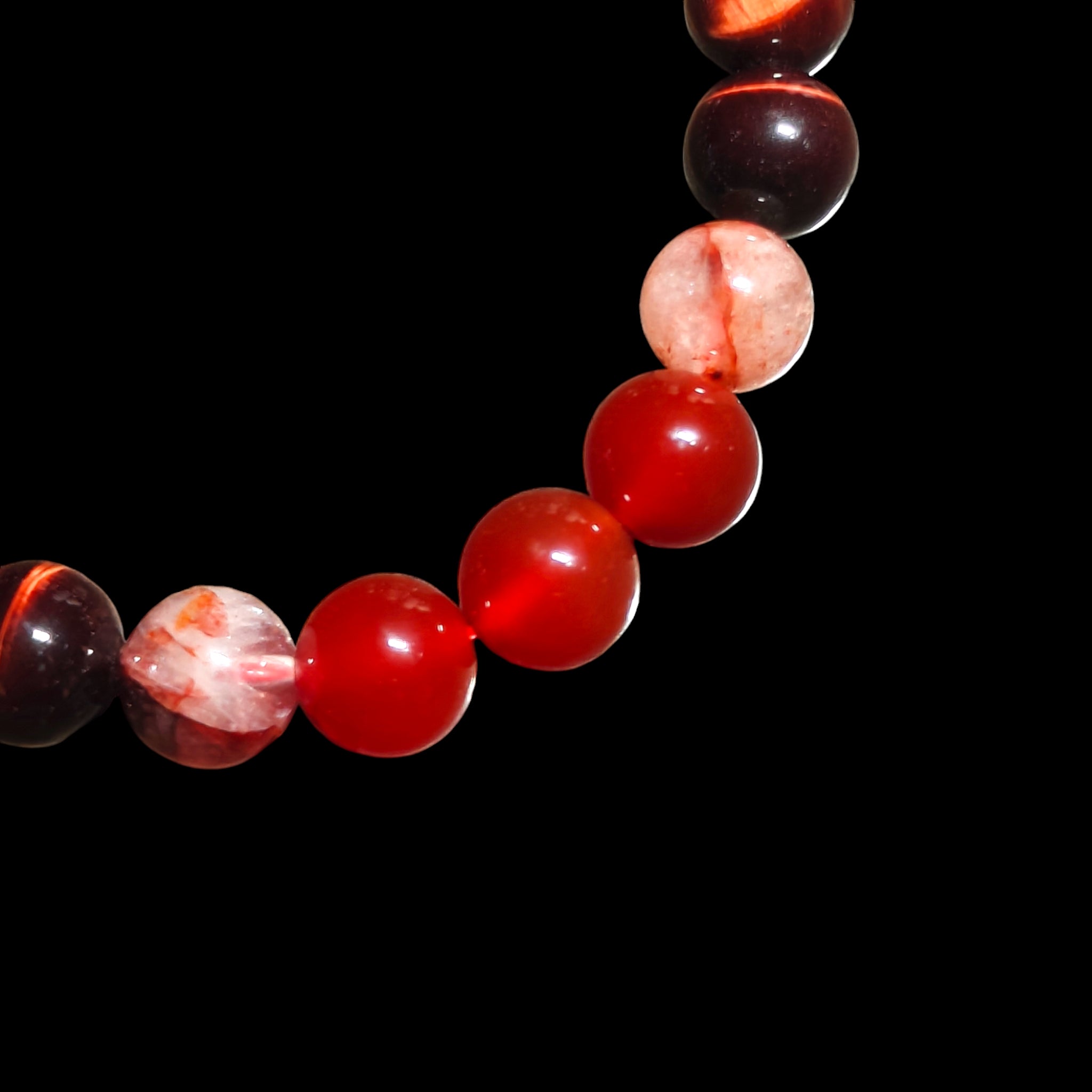 Red Tiger Eye Bracelet with Carnelian and Fire Quartz 