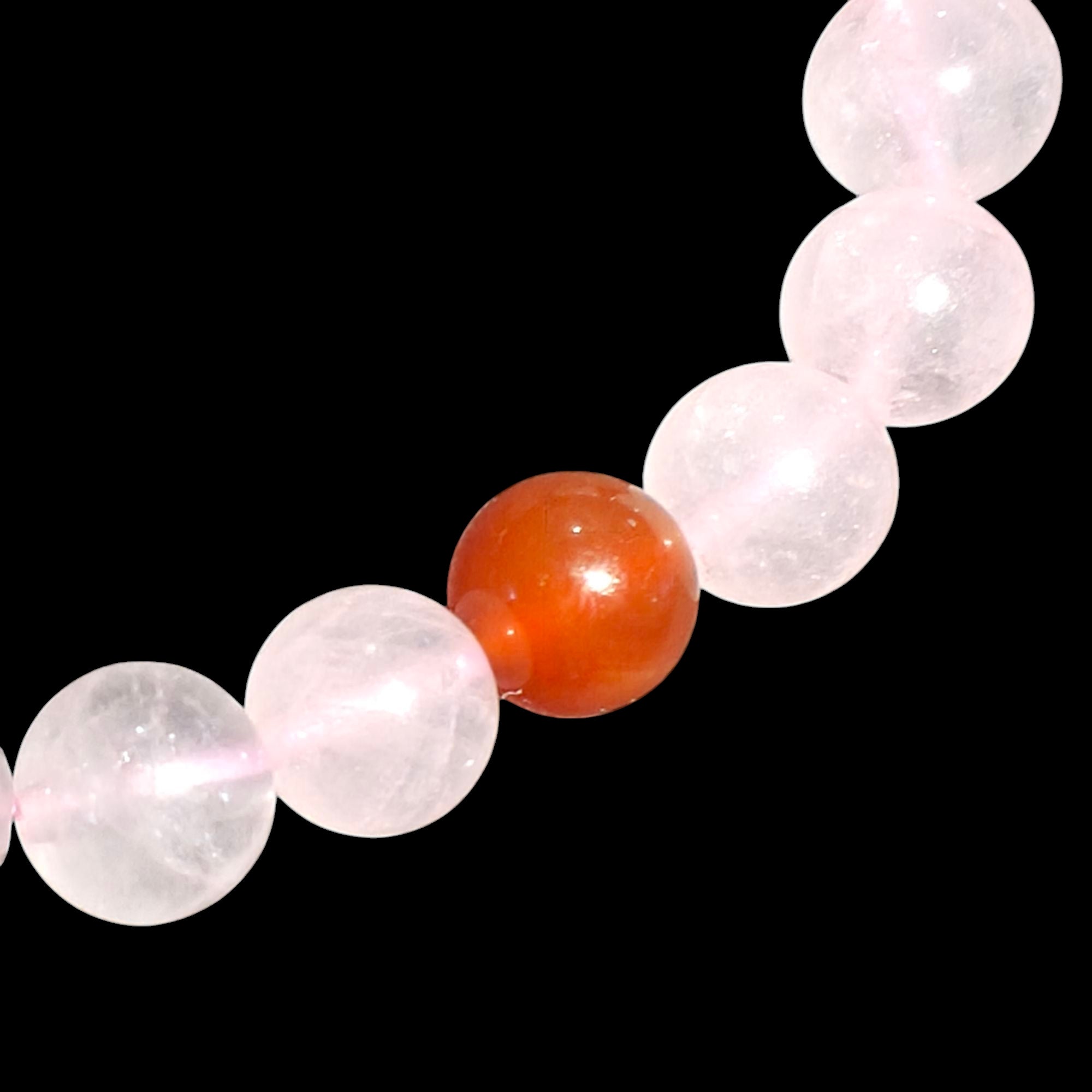 Rose Quartz and Carnelian Bracelet 2 Piece Set Natural Stones 8mm Stretches Women's Bracelet 