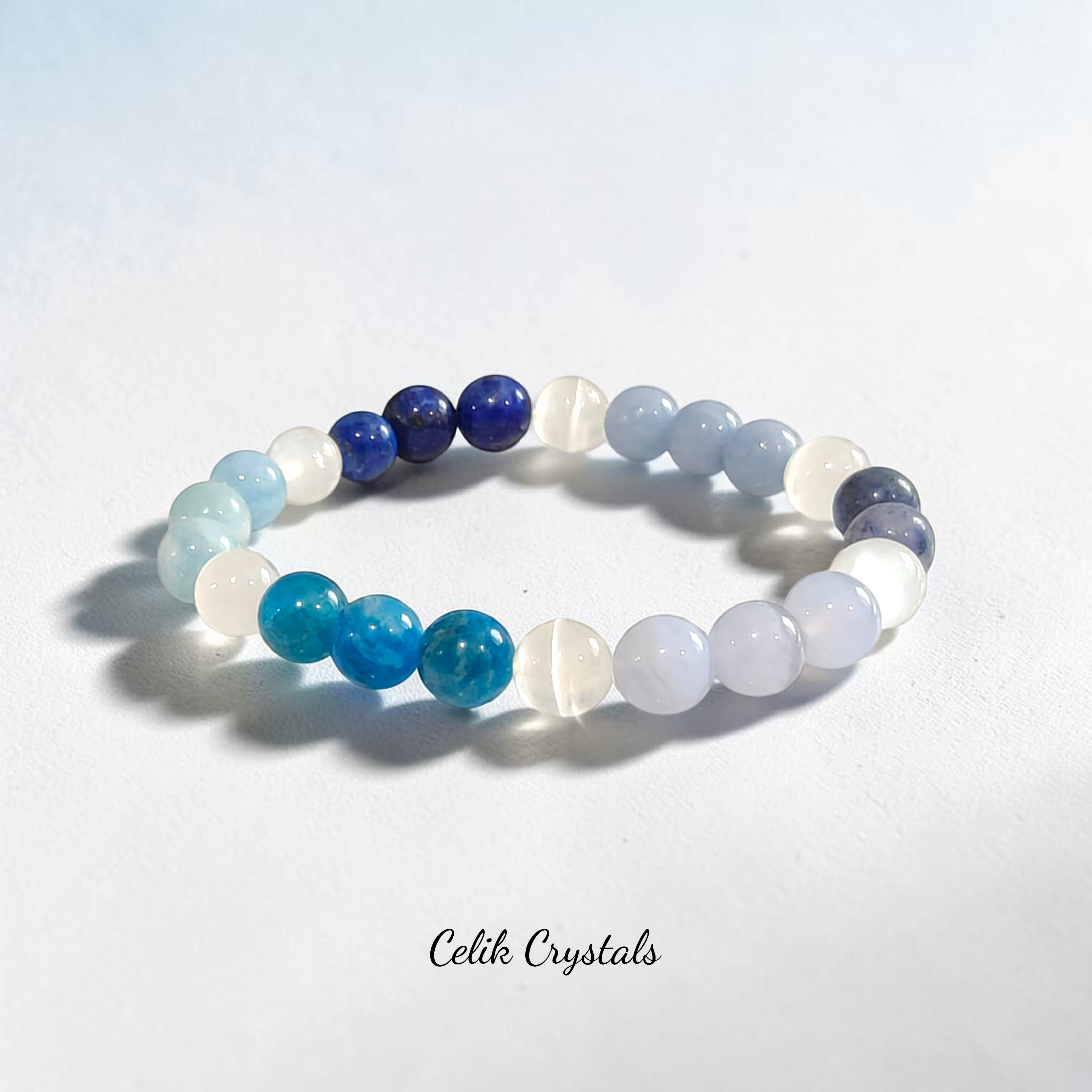 Aquamarine Blue Lace Agate Bracelet 8mm