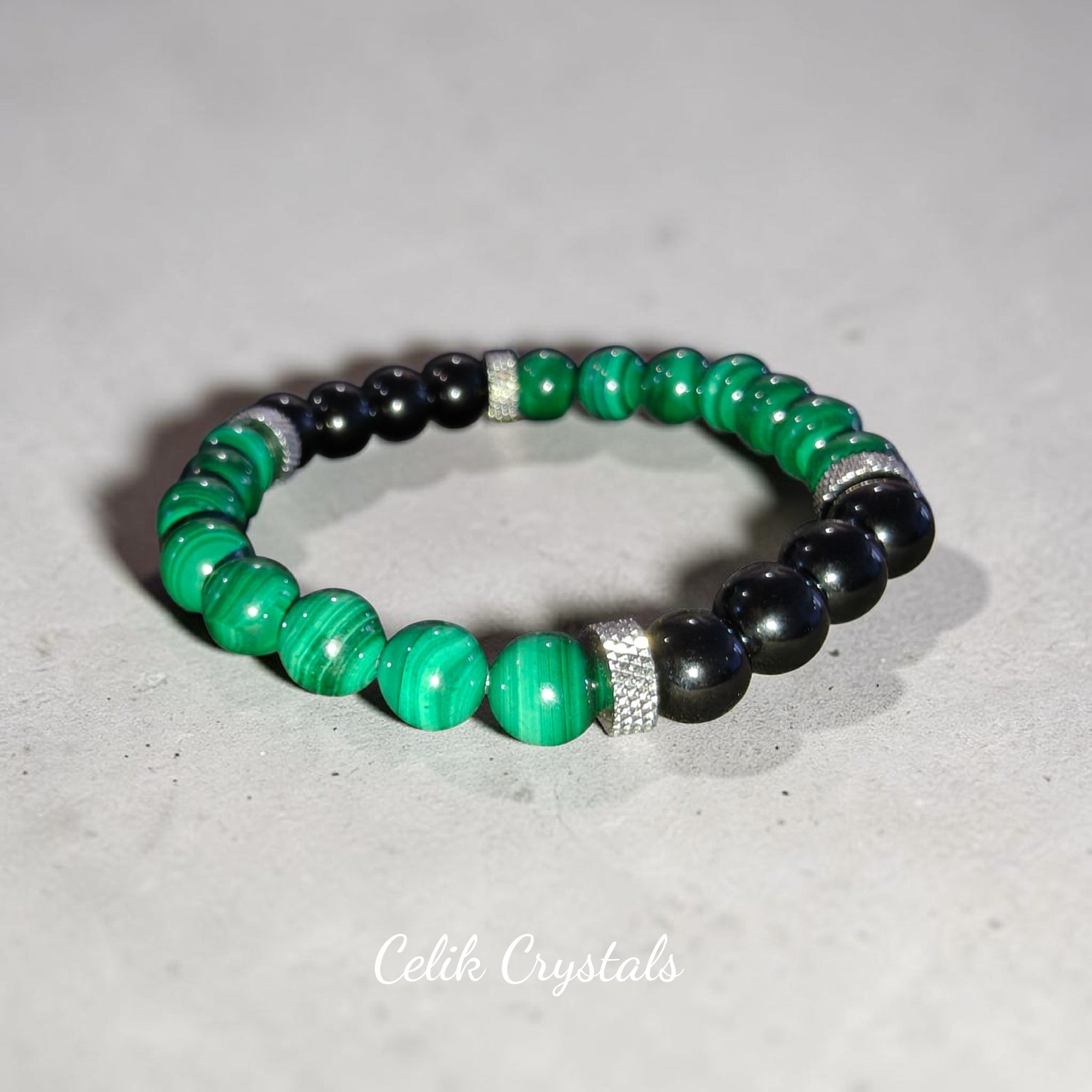 Malachite Black Tourmaline Bracelet 8mm