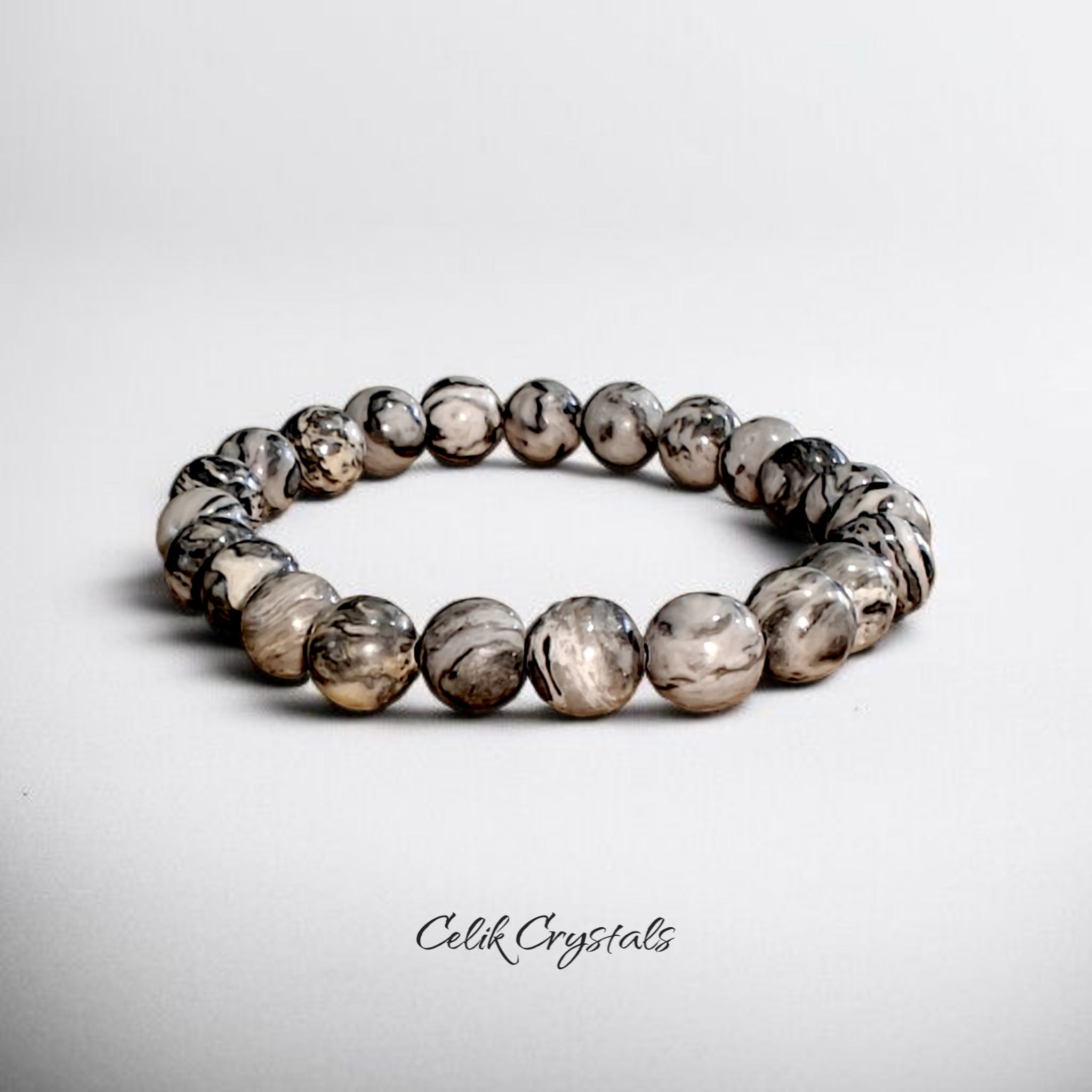 Map Jasper Bracelet Natural Stones Stretch Crystal Bracelet 