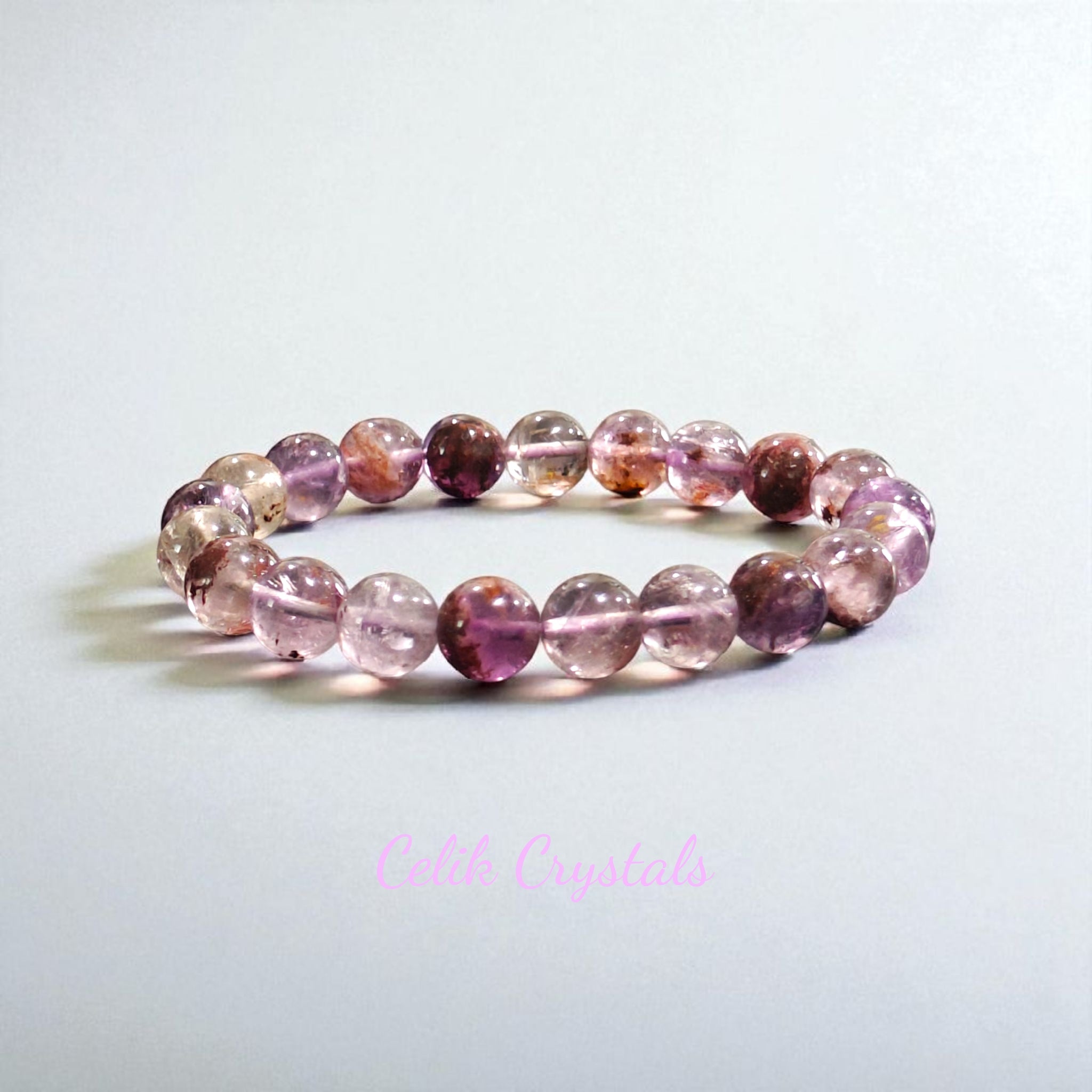 Super 7 Phantom Ghost Rutilated Quartz Bracelet